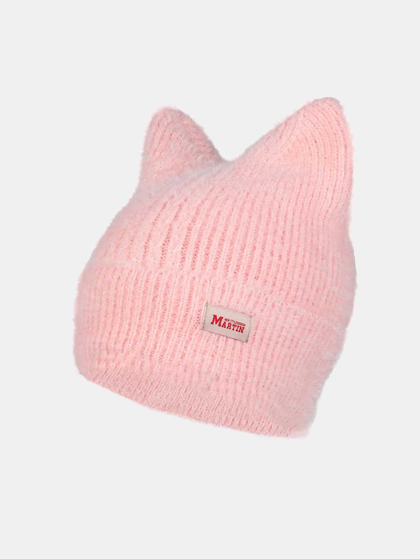 Unisex Plüschmütze mit elastischem, gestricktem Stoff in Katzenohrform - Image 2