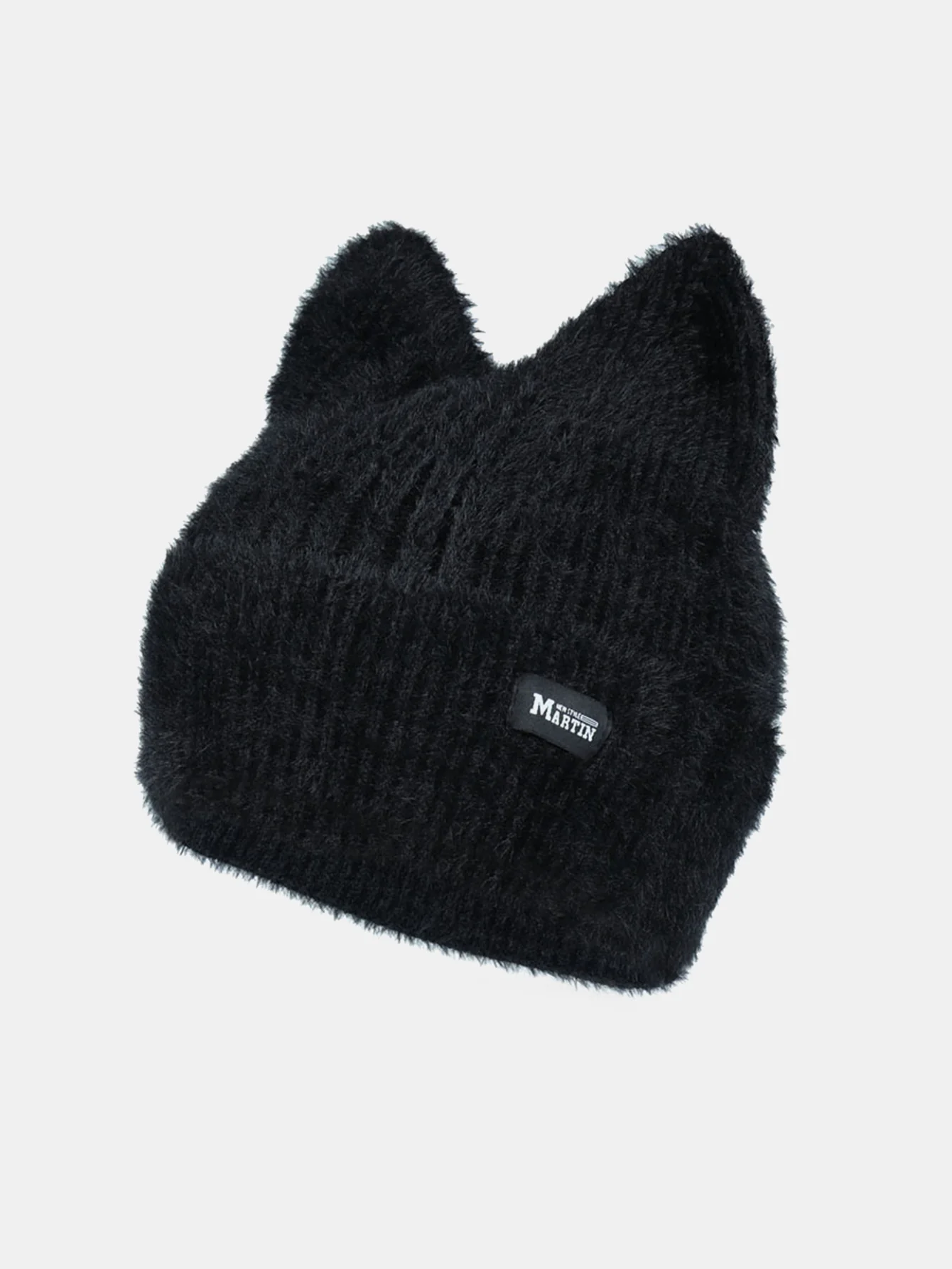 Unisex Plüschmütze mit elastischem, gestricktem Stoff in Katzenohrform - Image 3