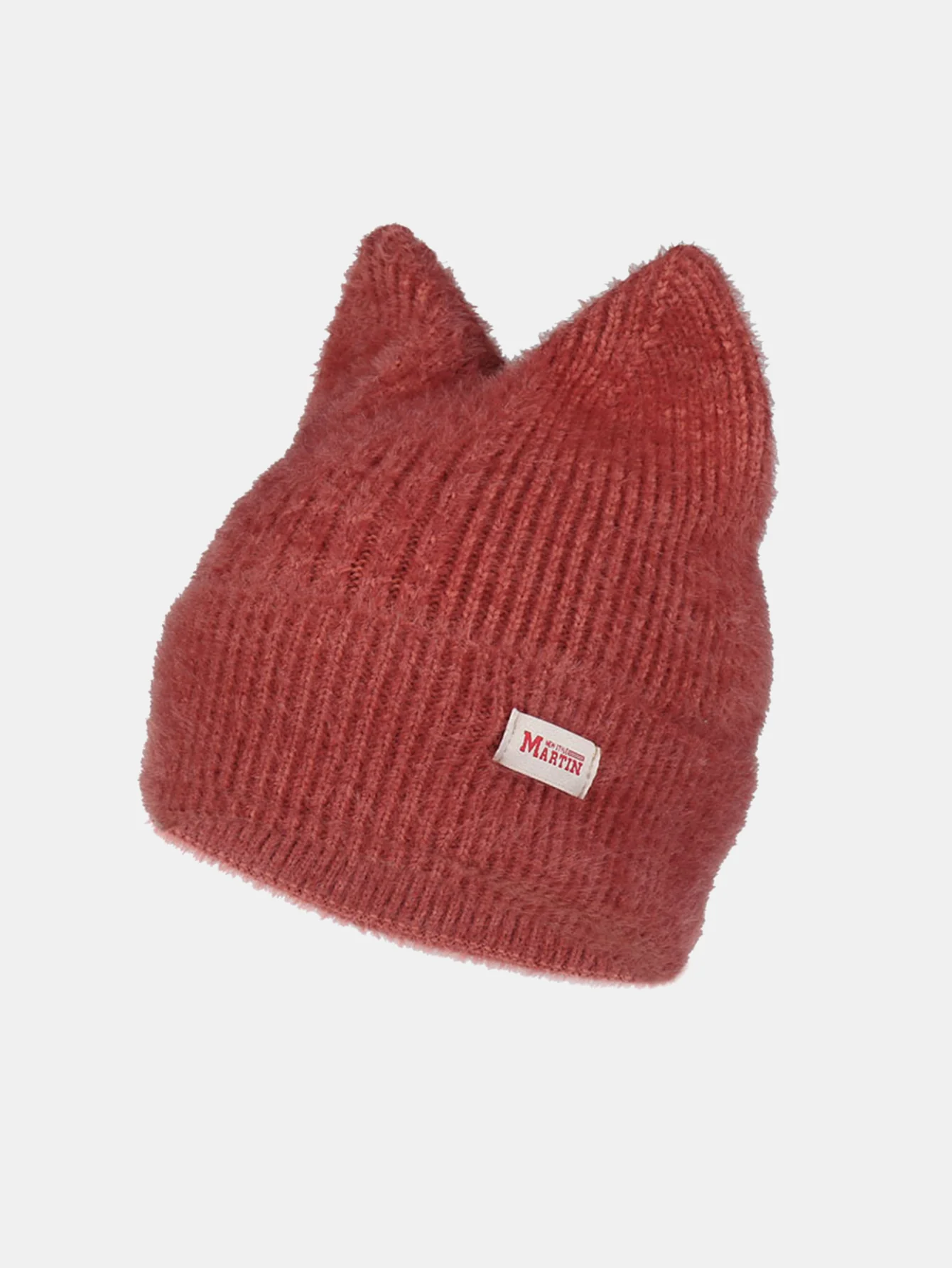 Unisex Plüschmütze mit elastischem, gestricktem Stoff in Katzenohrform - Image 4