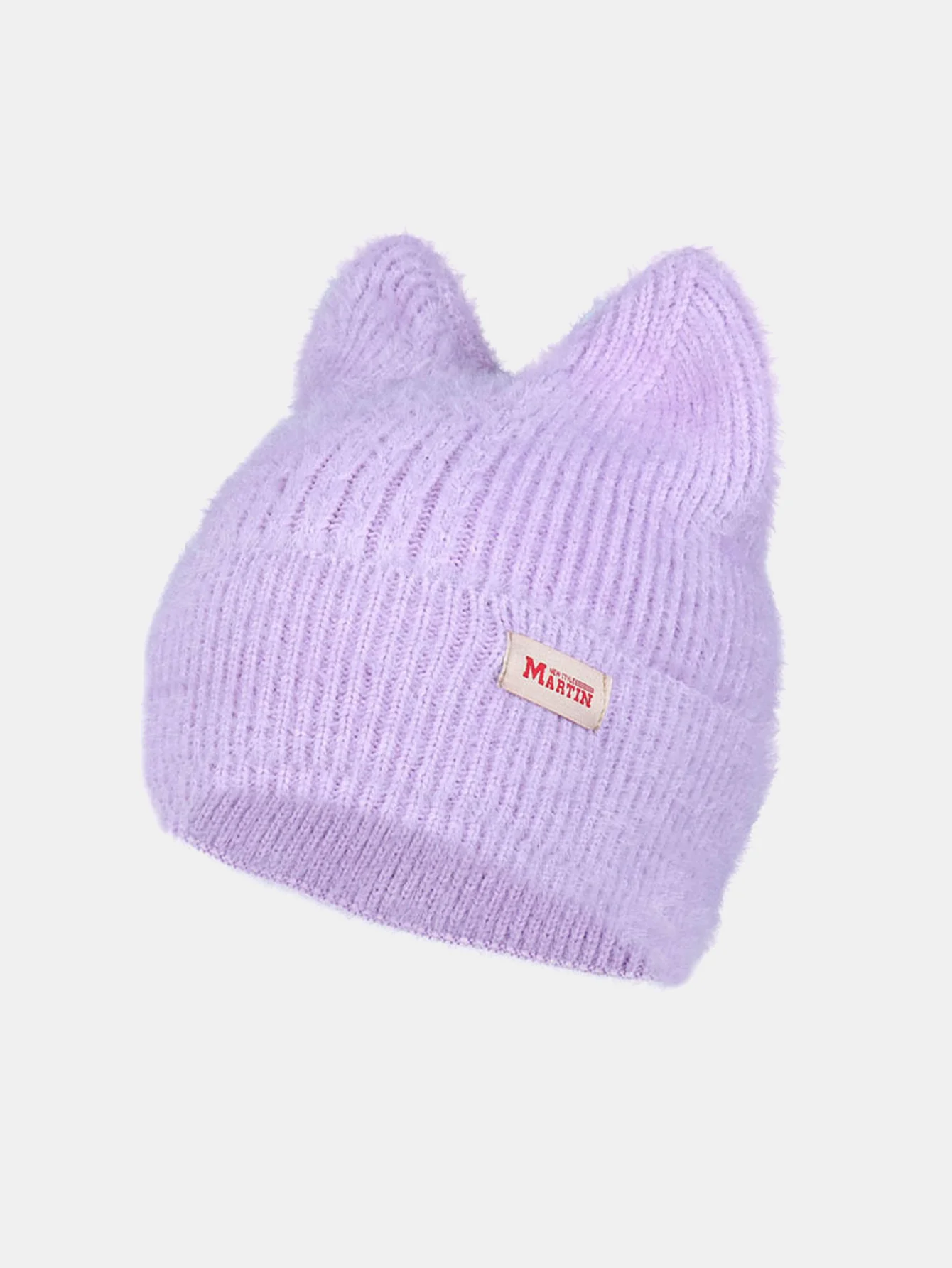 Unisex Plüschmütze mit elastischem, gestricktem Stoff in Katzenohrform - Image 9