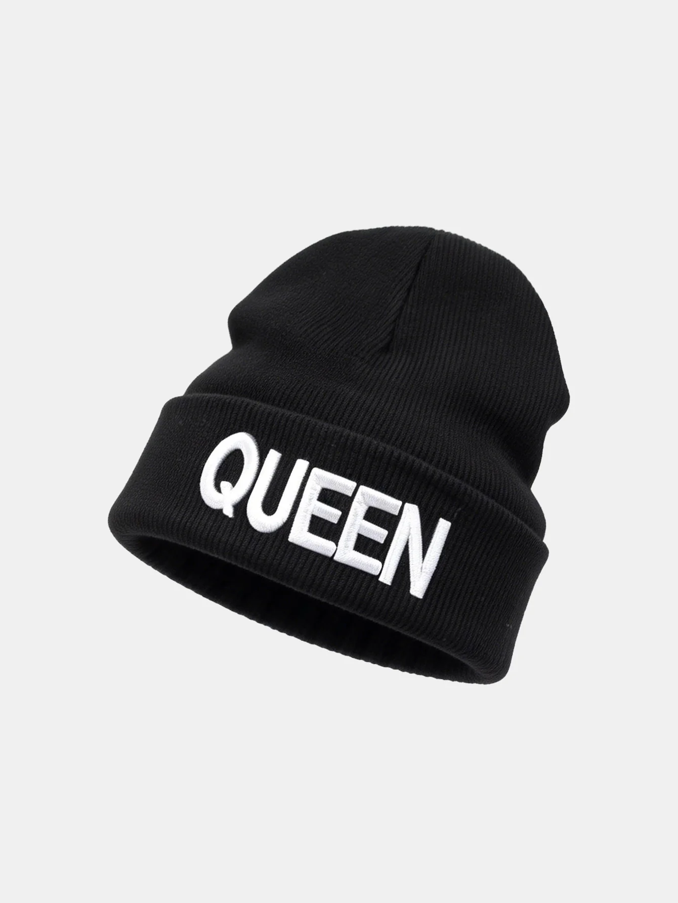 Unisex Queen And King Embroidery Knitted Hat Set - Image 3