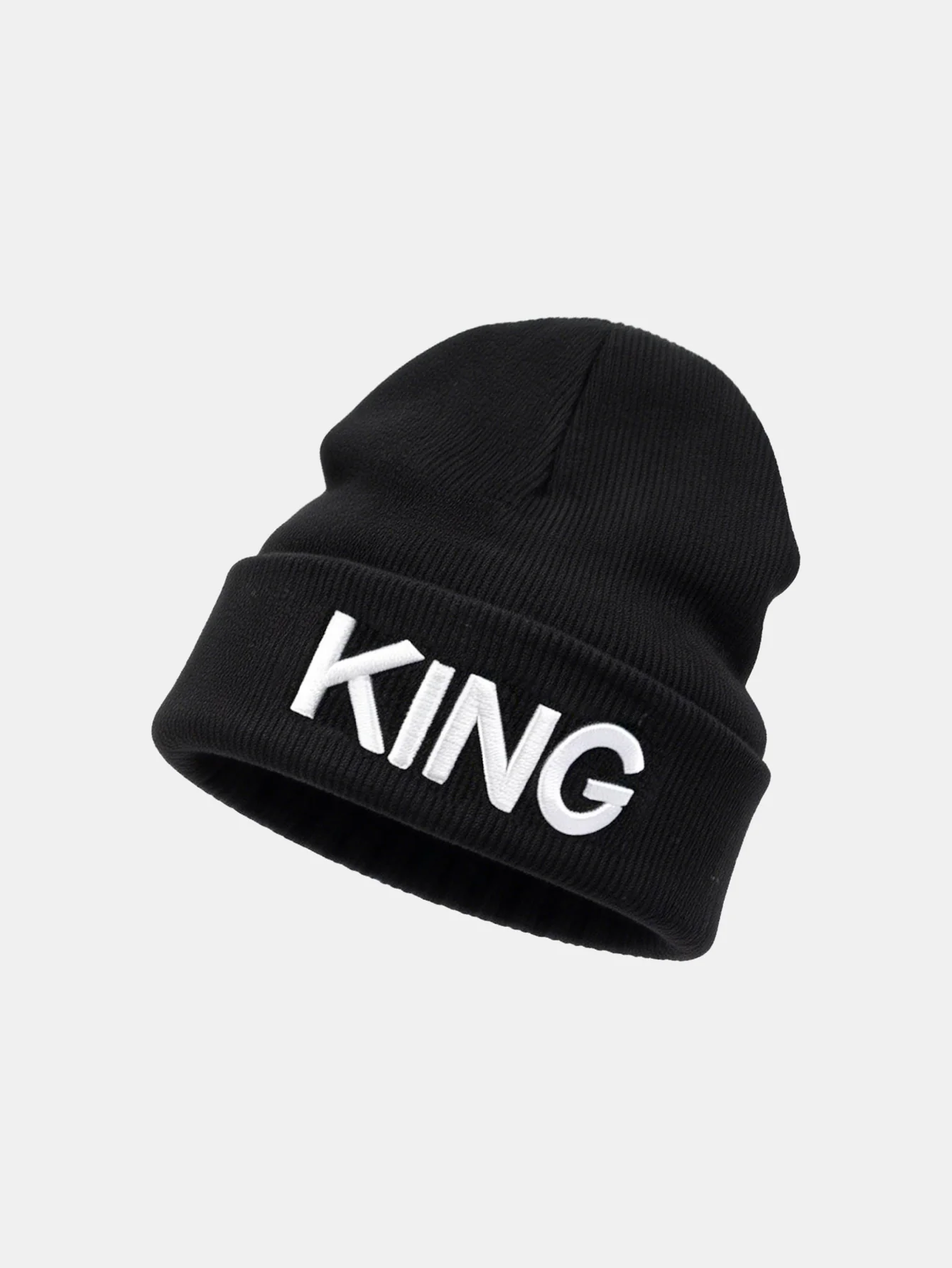 Unisex Queen And King Embroidery Knitted Hat Set - Image 4
