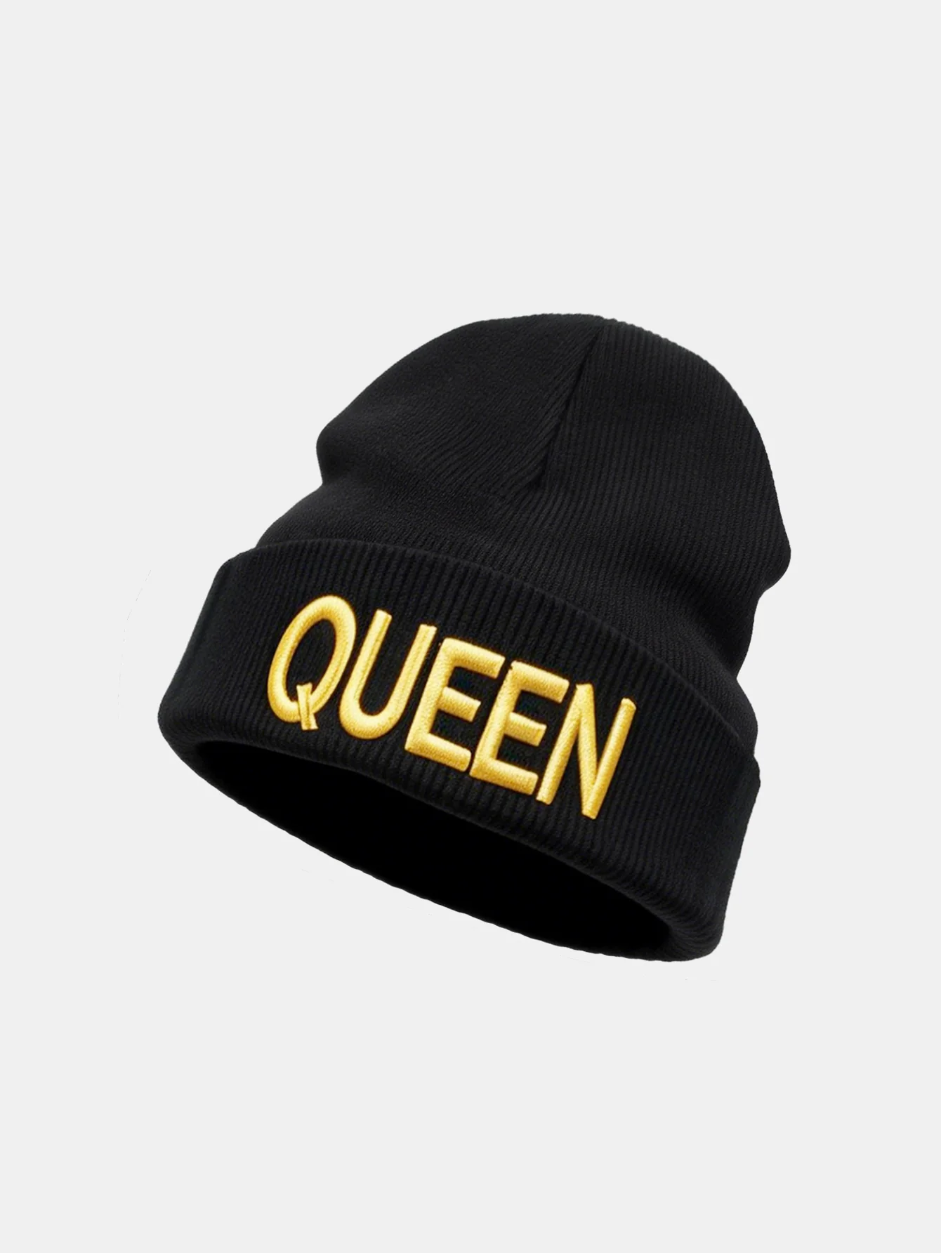 Unisex Queen And King Embroidery Knitted Hat Set - Image 5