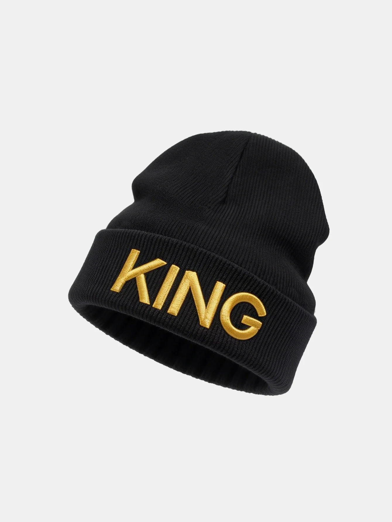 Unisex Queen And King Embroidery Knitted Hat Set - Image 6