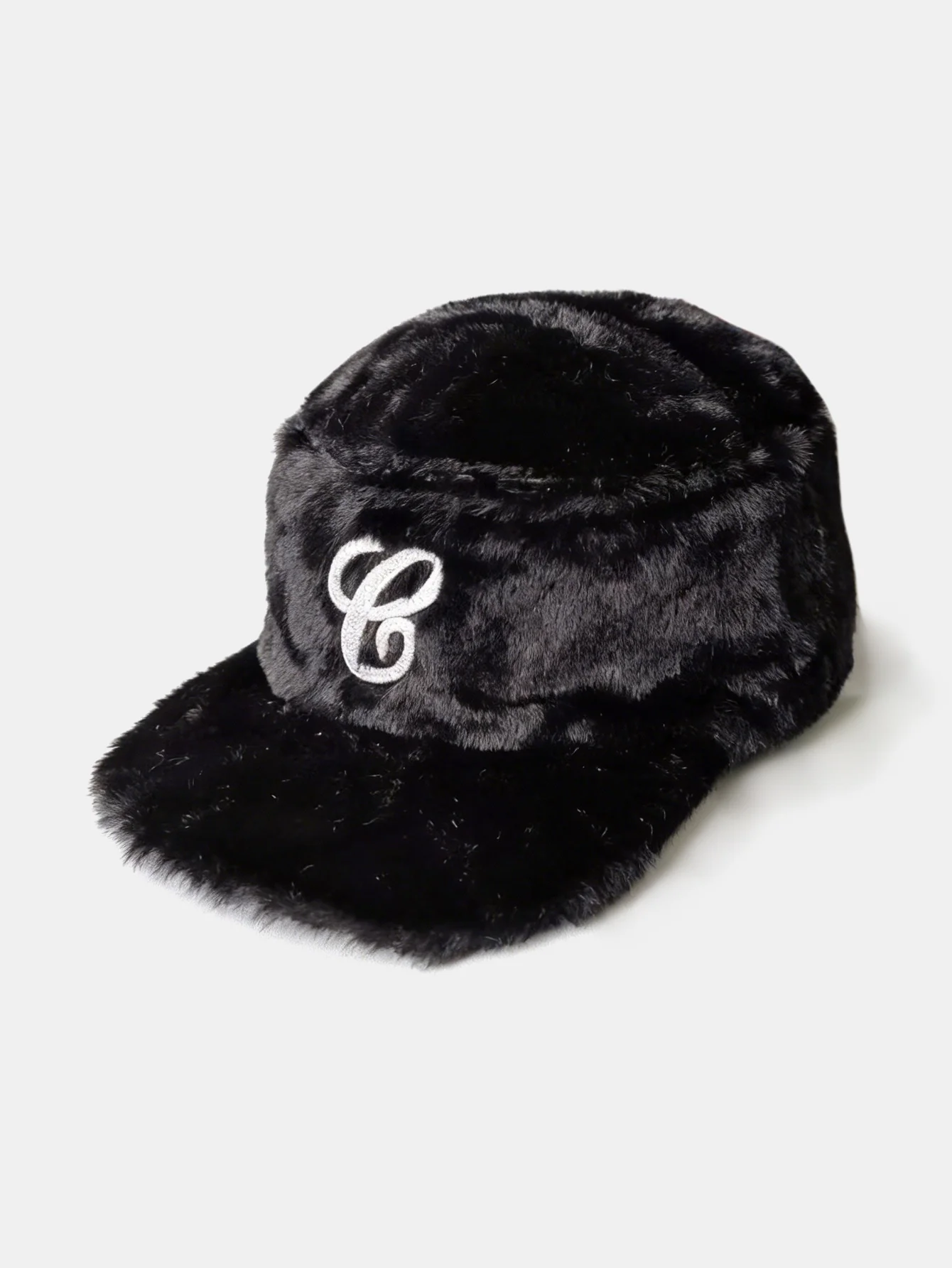 Unisex Vintage Plush Embroidered Letter Flat Brim Baseball Cap