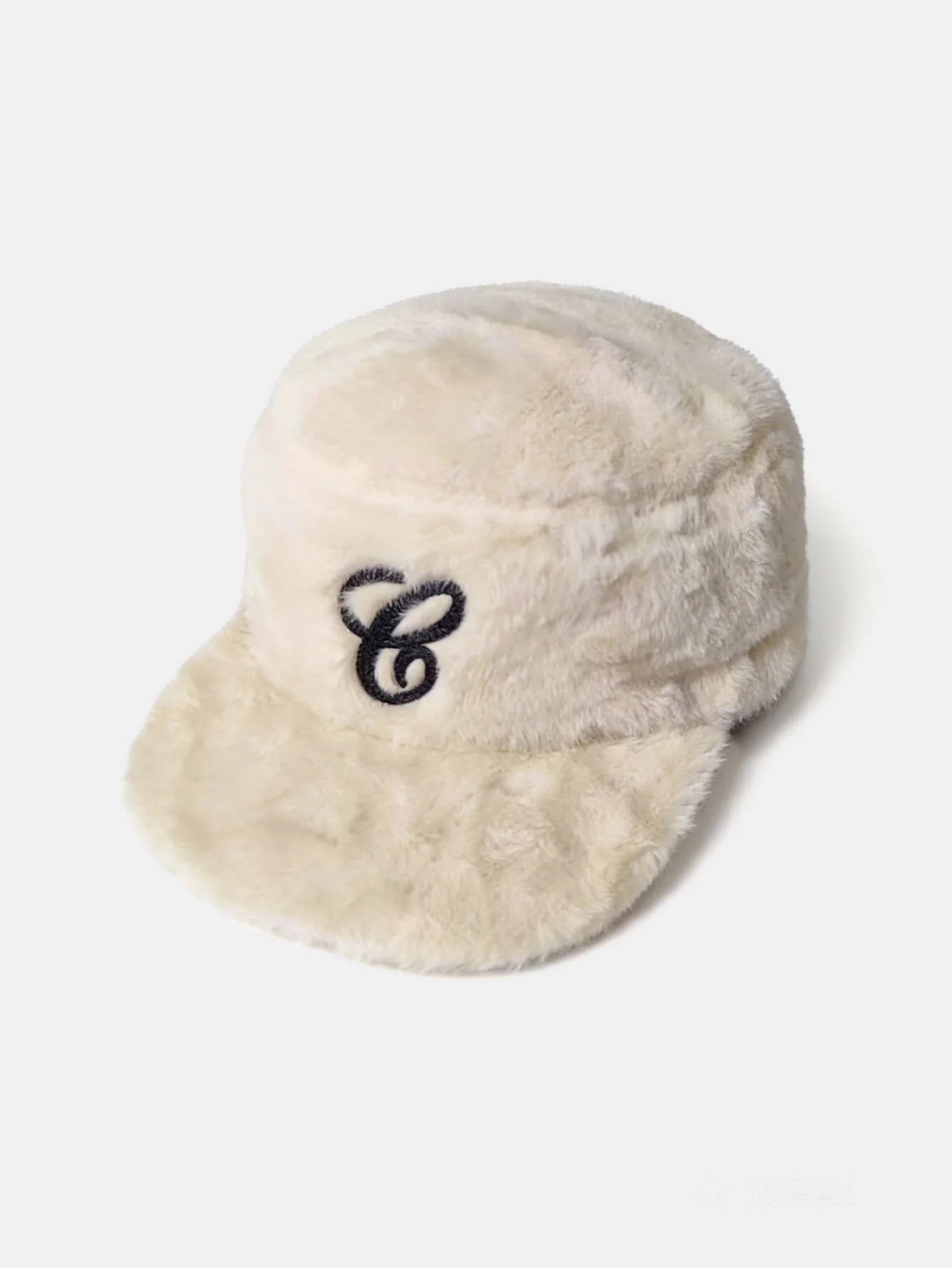 Unisex Vintage Plush Embroidered Letter Flat Brim Baseball Cap - Image 2