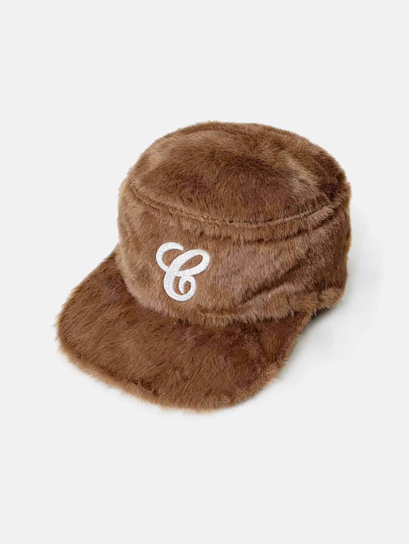 Unisex Vintage Plush Embroidered Letter Flat Brim Baseball Cap - Image 3