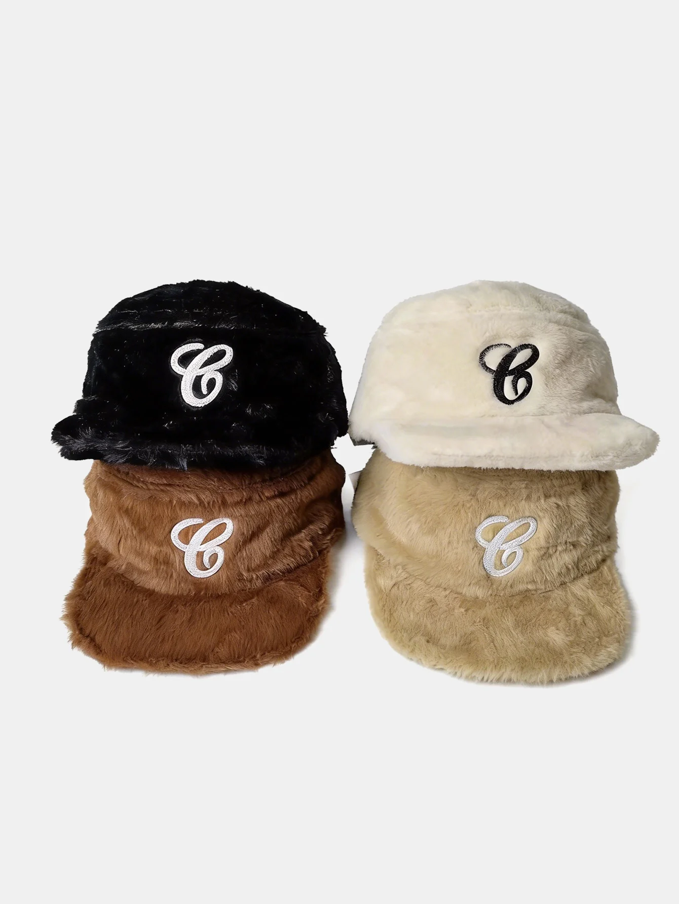 Unisex Vintage Plush Embroidered Letter Flat Brim Baseball Cap - Image 7