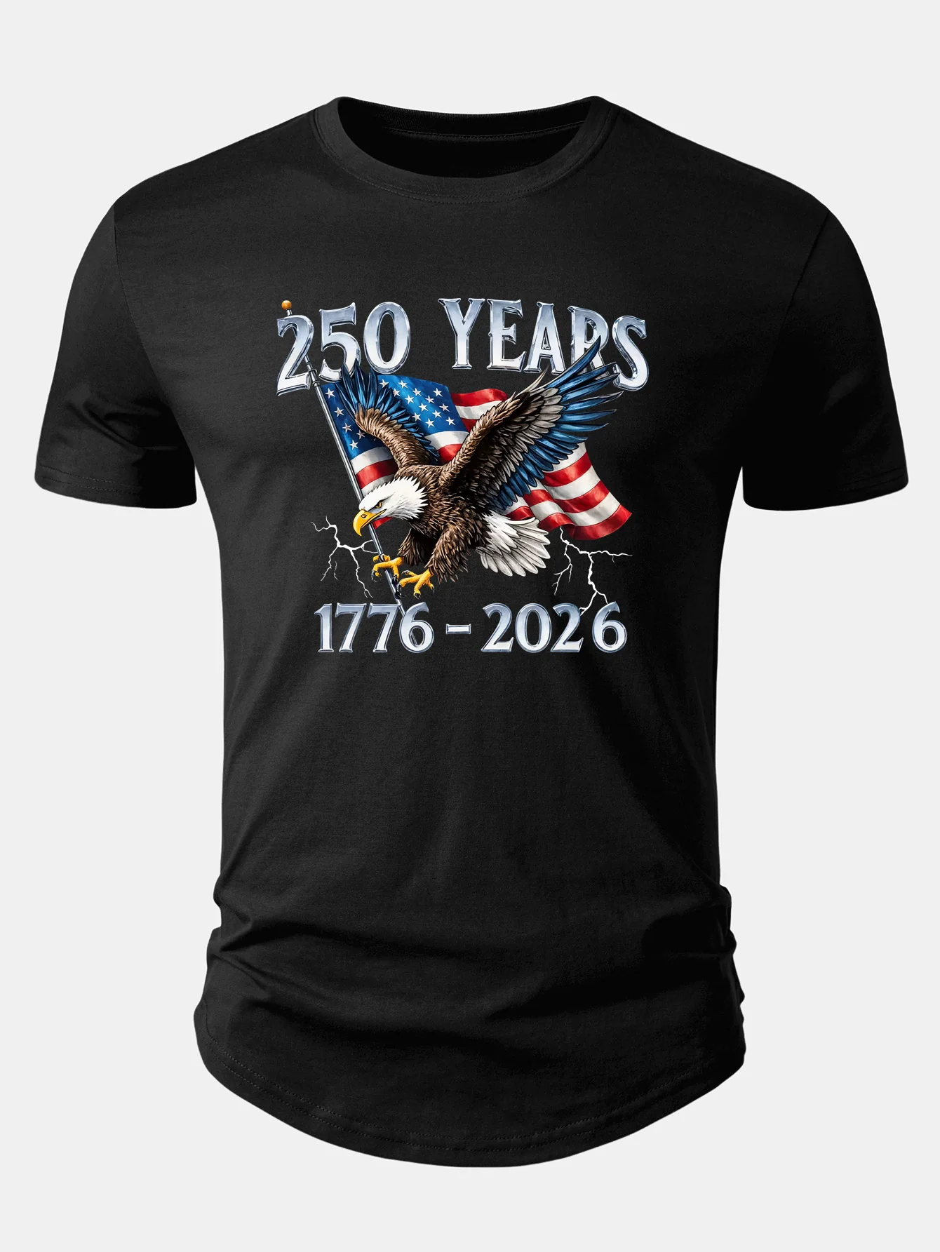 USA 250th Anniversary Print Cotton Arc Hem T-Shirt