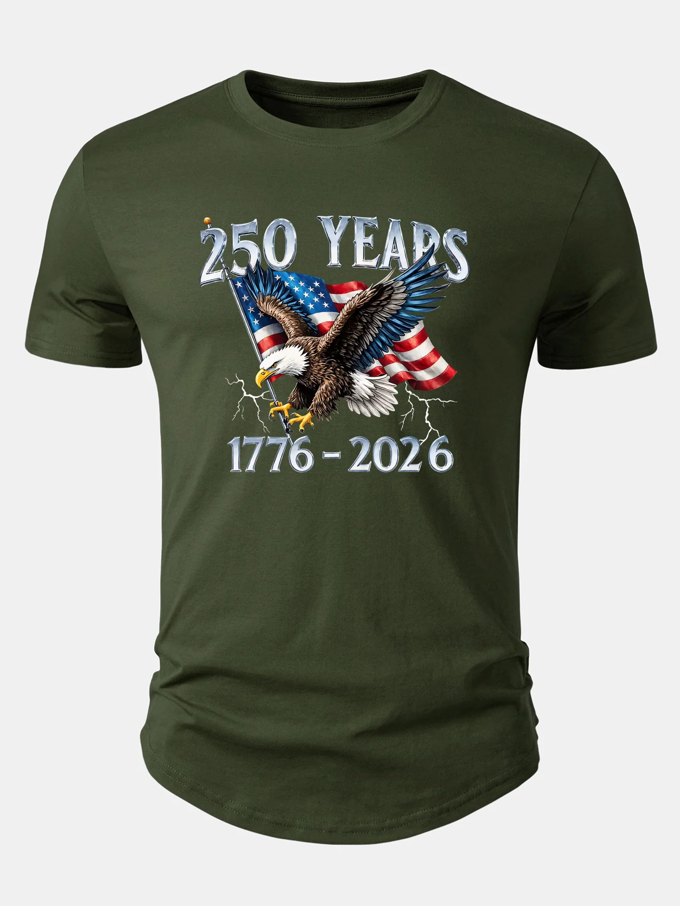 USA 250th Anniversary Print Cotton Arc Hem T-Shirt - Image 3