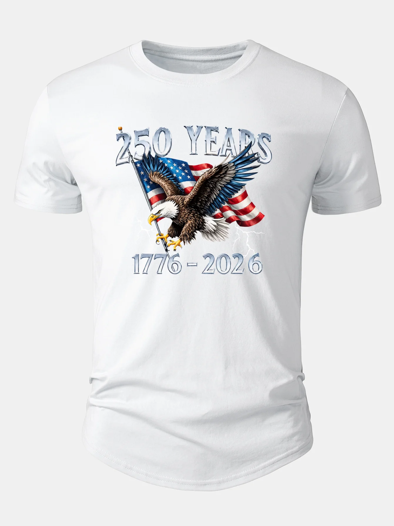 USA 250th Anniversary Print Cotton Arc Hem T-Shirt - Image 7