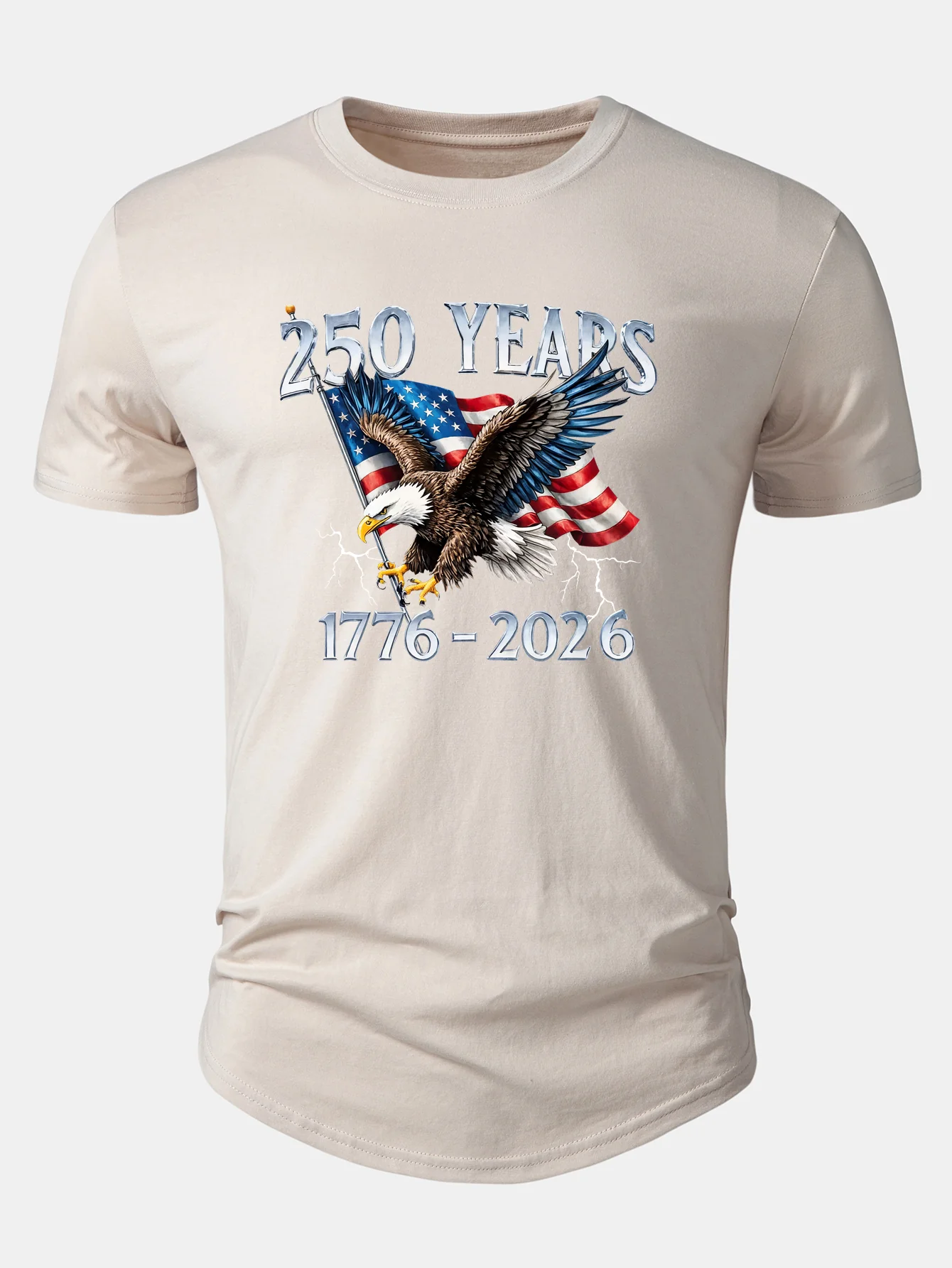 USA 250th Anniversary Print Cotton Arc Hem T-Shirt - Image 9