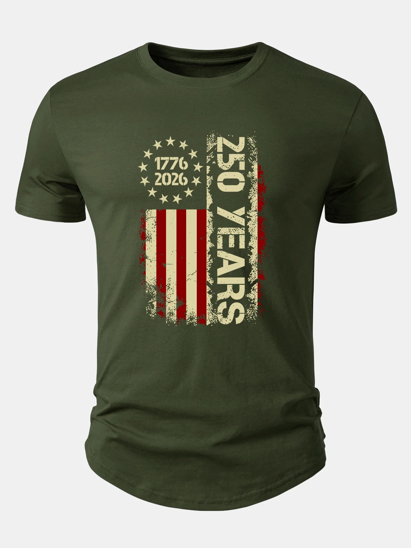 USA 250th Anniversary Vintage Print Cotton Arc Hem T-Shirt