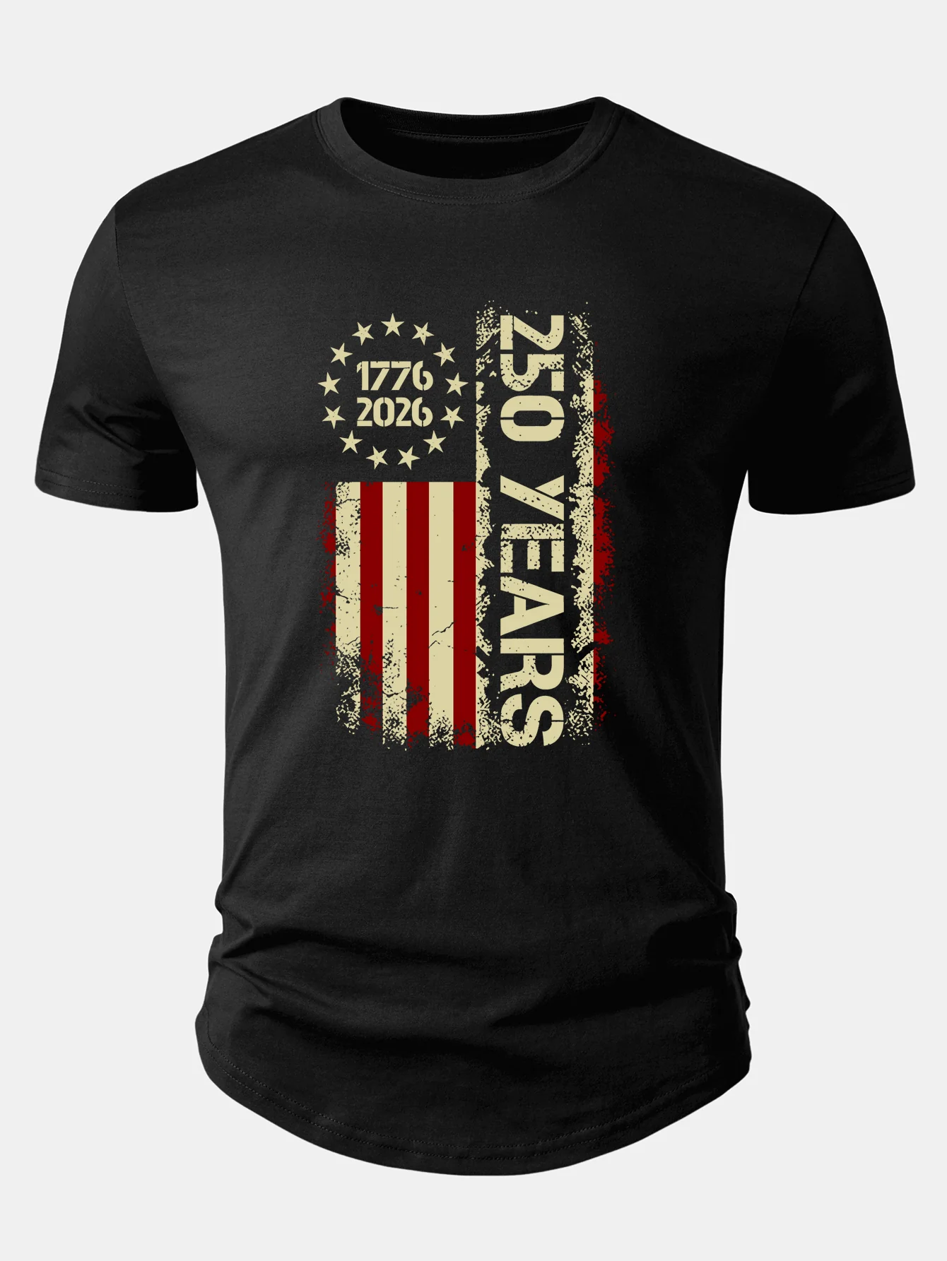 USA 250th Anniversary Vintage Print Cotton Arc Hem T-Shirt - Image 3