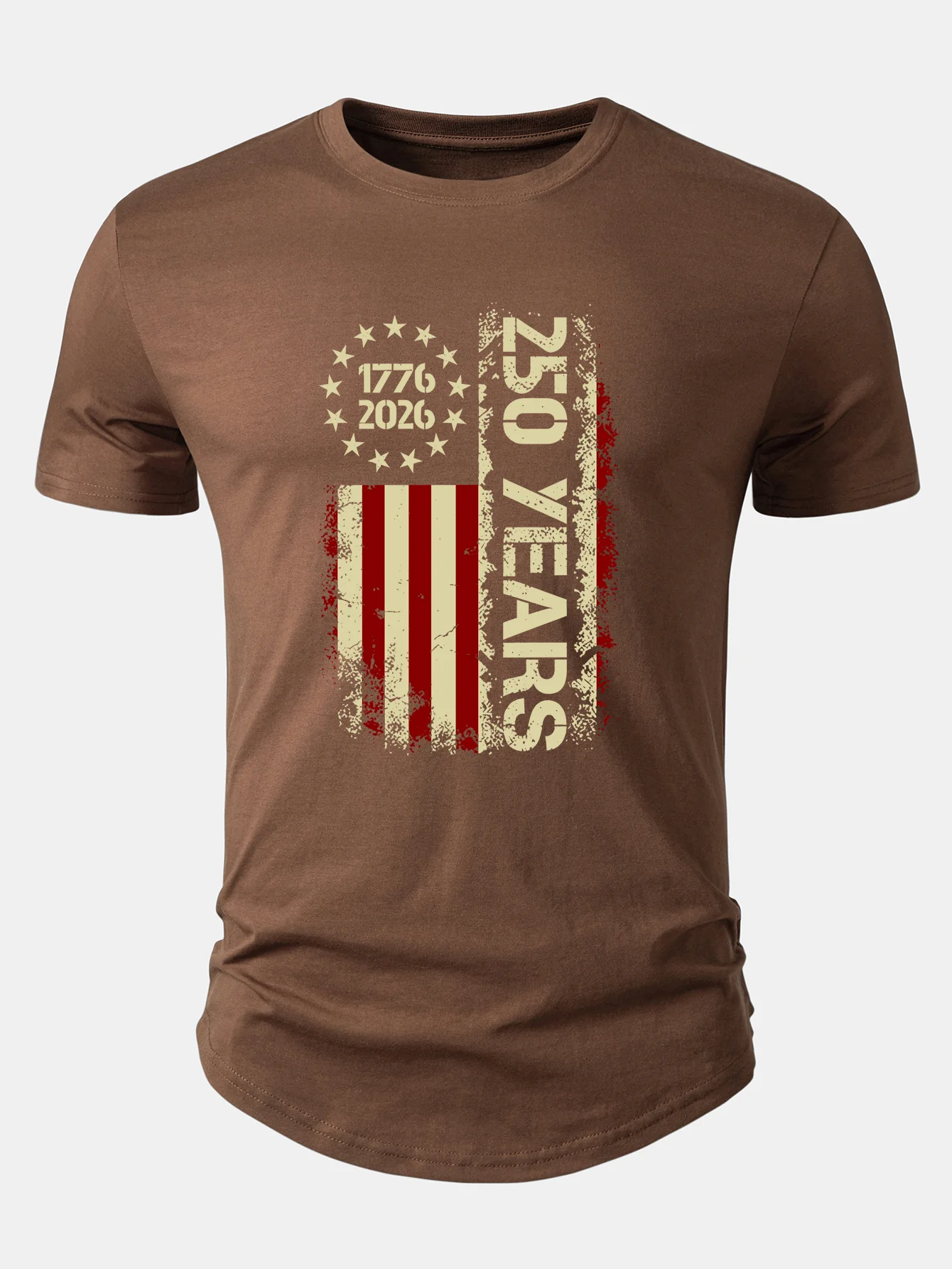 USA 250th Anniversary Vintage Print Cotton Arc Hem T-Shirt - Image 5