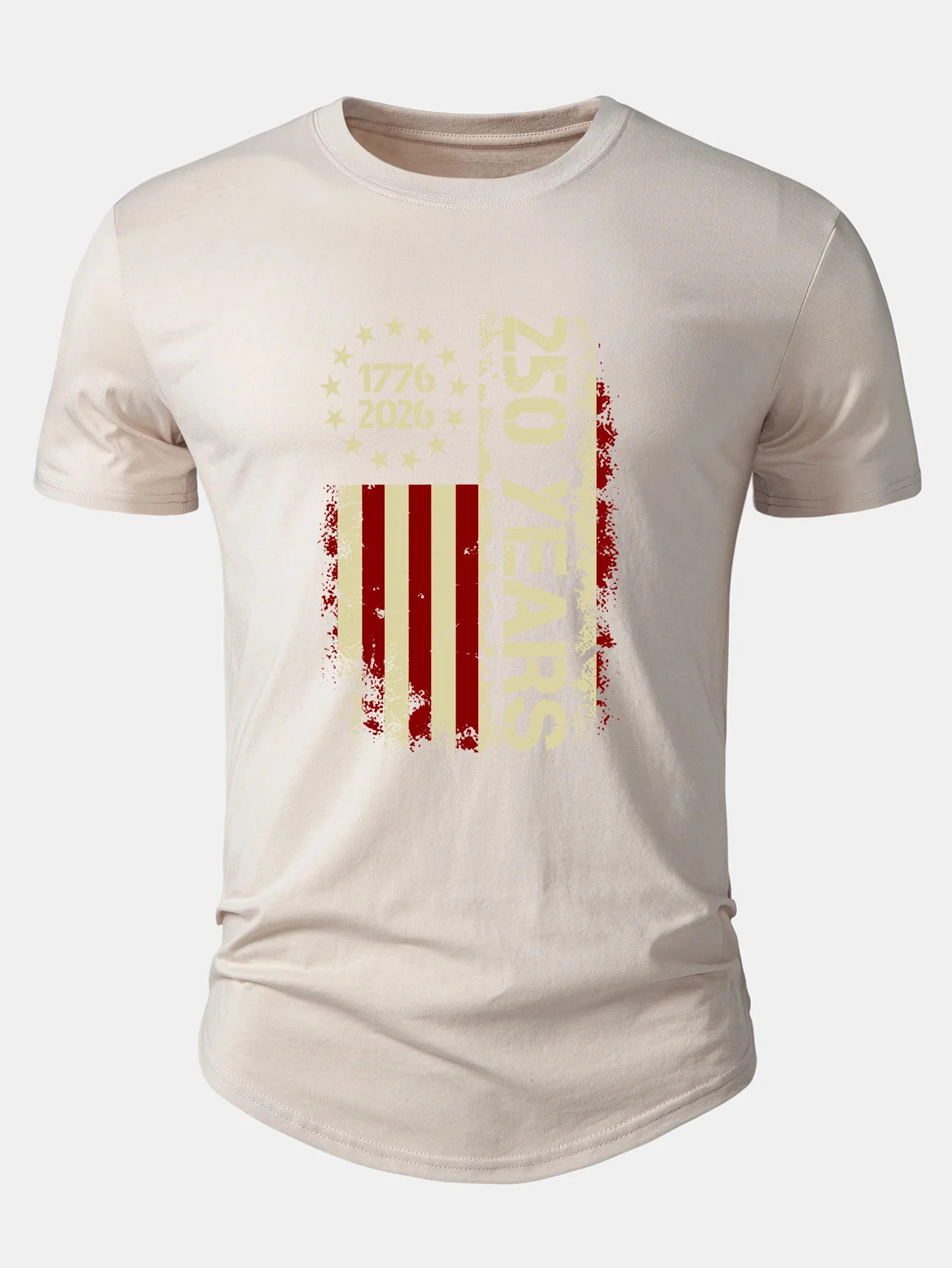 USA 250th Anniversary Vintage Print Cotton Arc Hem T-Shirt - Image 7
