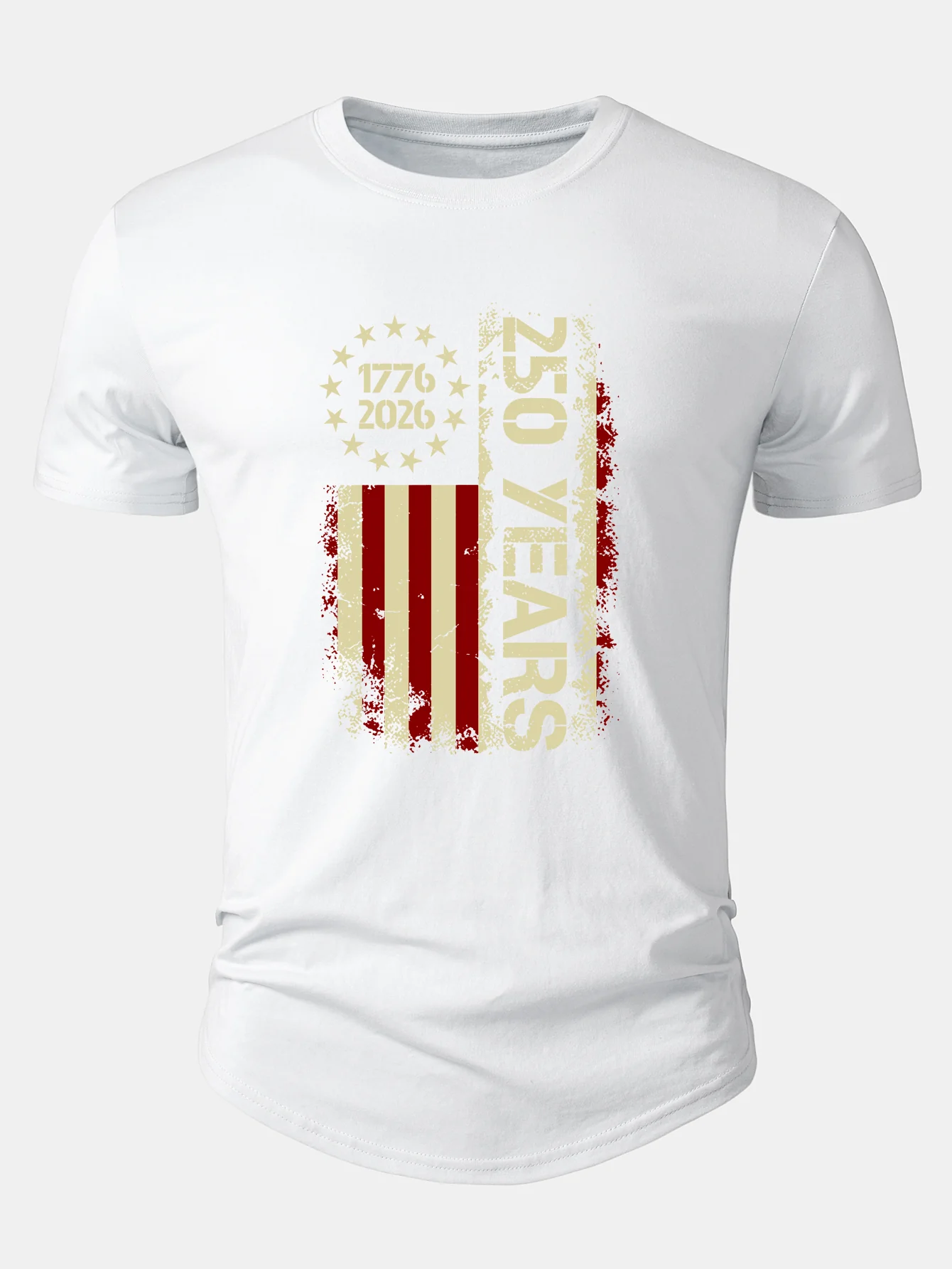 USA 250th Anniversary Vintage Print Cotton Arc Hem T-Shirt - Image 9