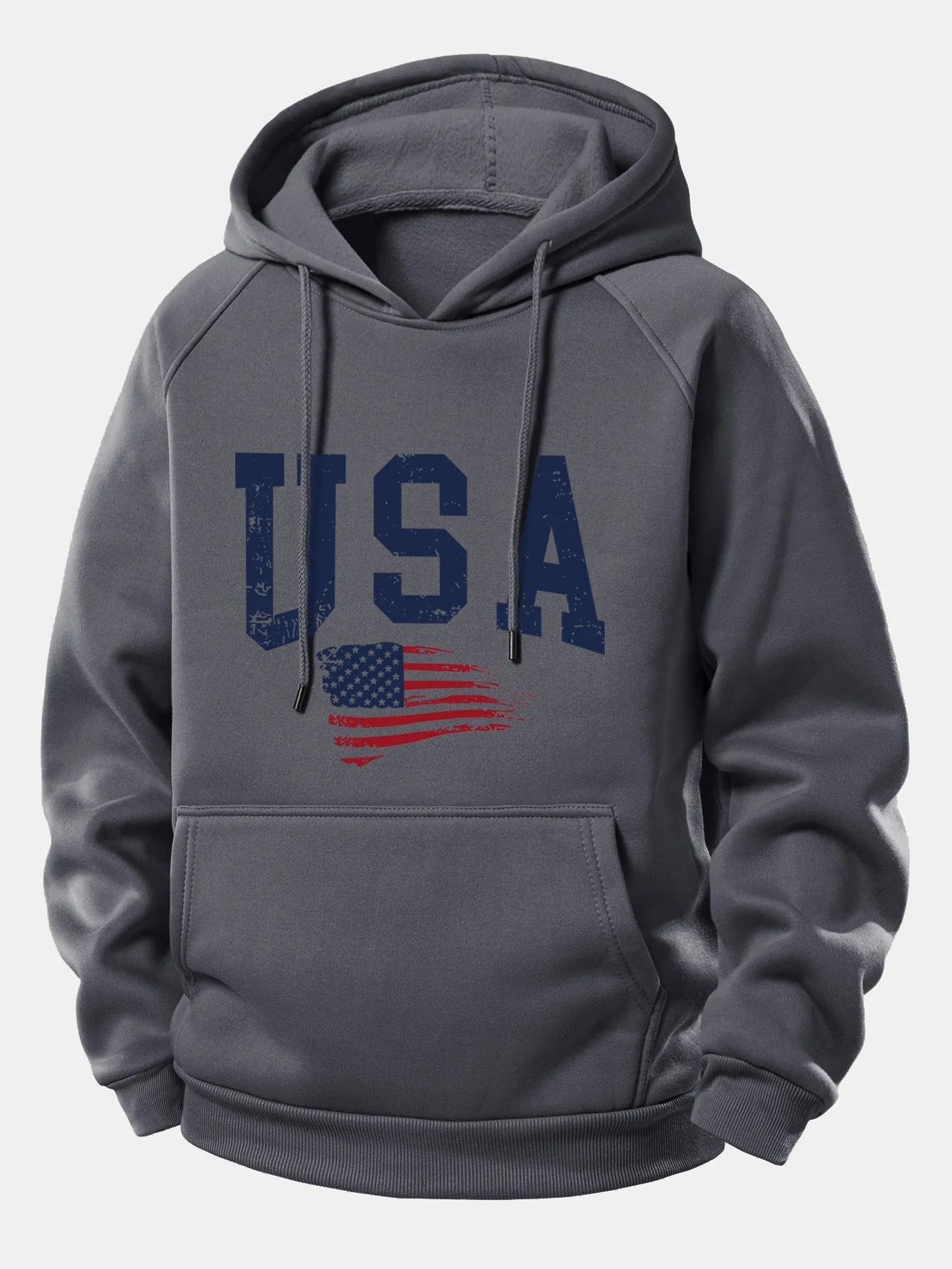 USA-Flaggen-Print Kordelzug-Hoodie - Image 10