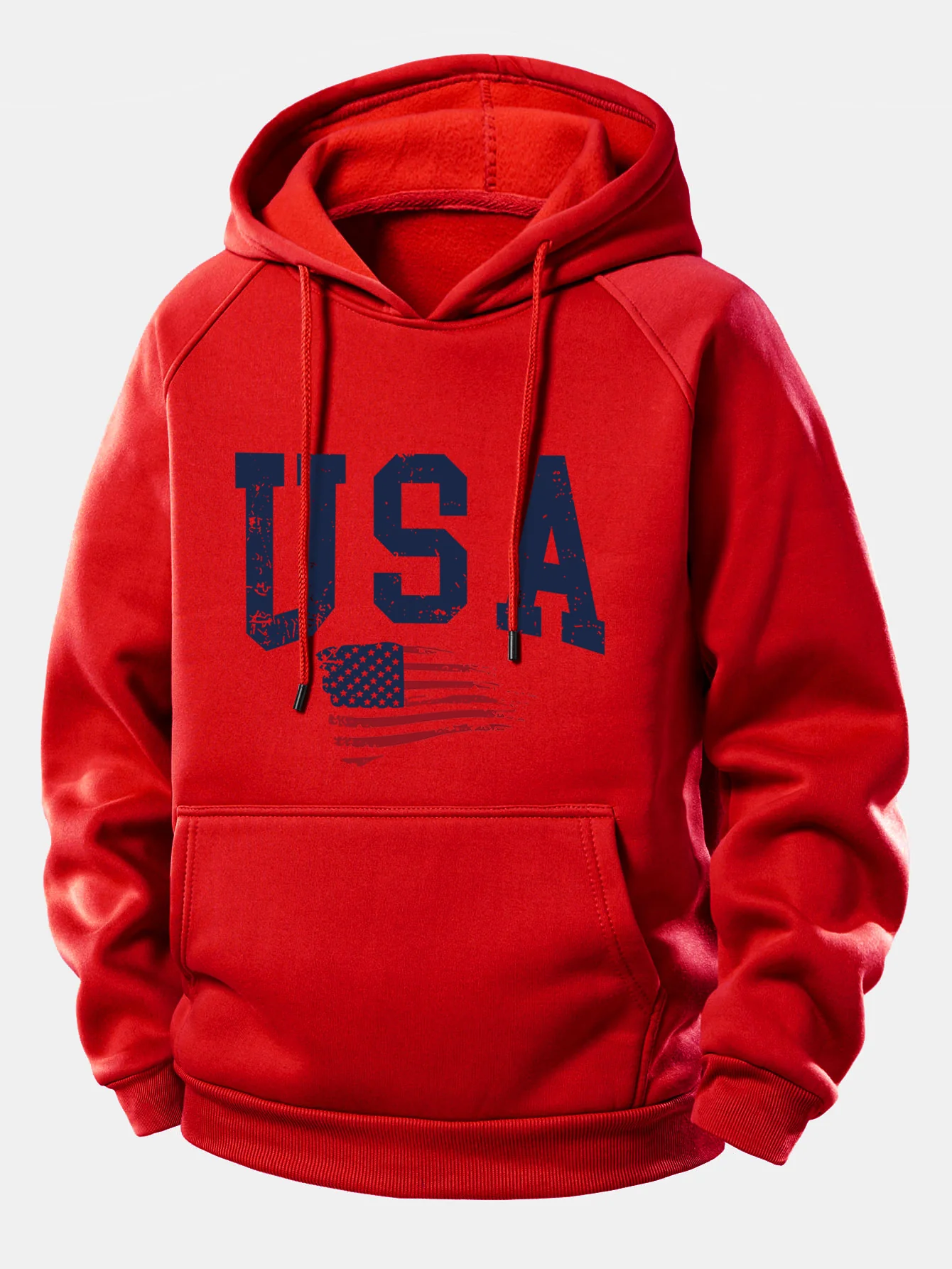 USA-Flaggen-Print Kordelzug-Hoodie - Image 13