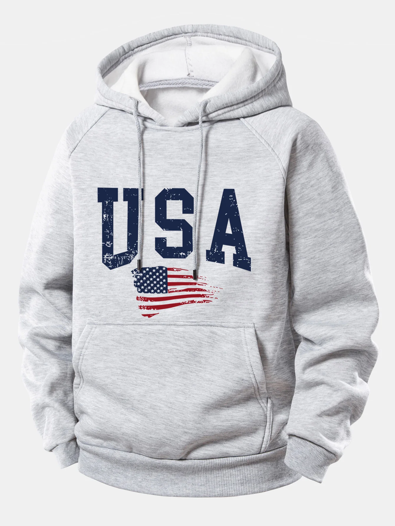 USA-Flaggen-Print Kordelzug-Hoodie - Image 2