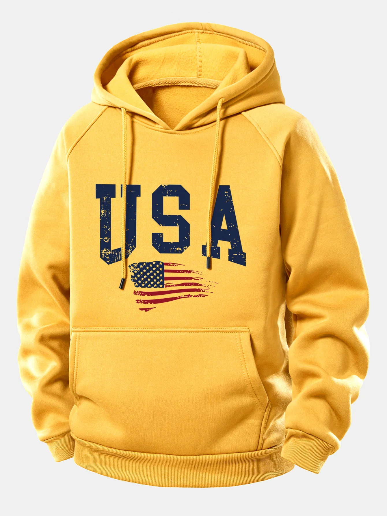 USA-Flaggen-Print Kordelzug-Hoodie - Image 3
