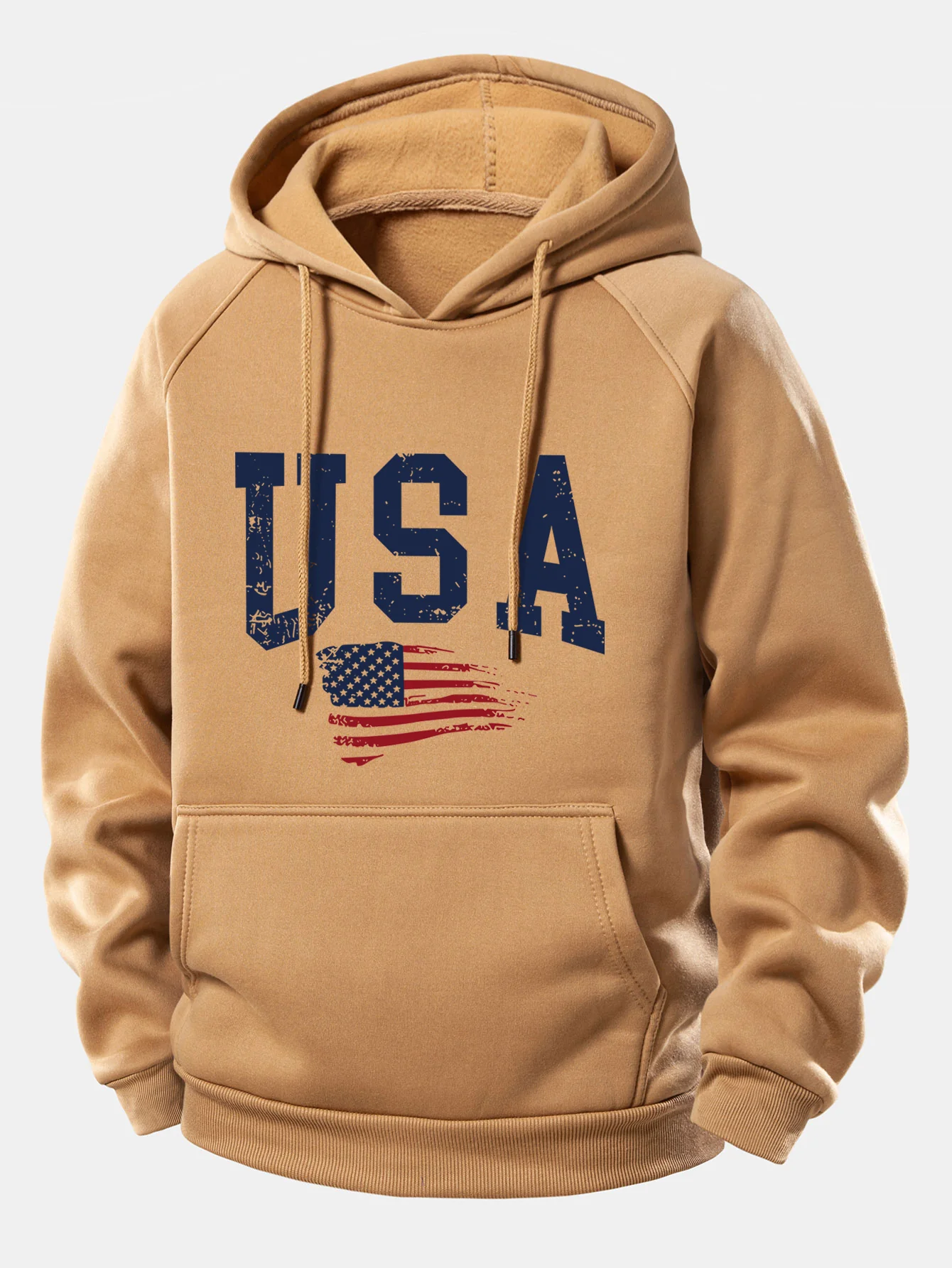 USA-Flaggen-Print Kordelzug-Hoodie - Image 4