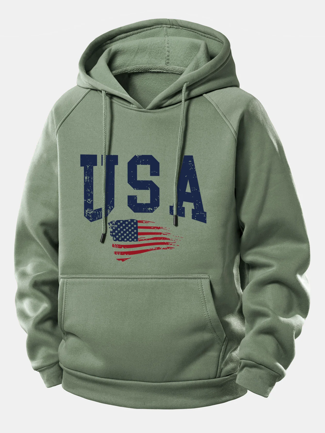 USA-Flaggen-Print Kordelzug-Hoodie - Image 5
