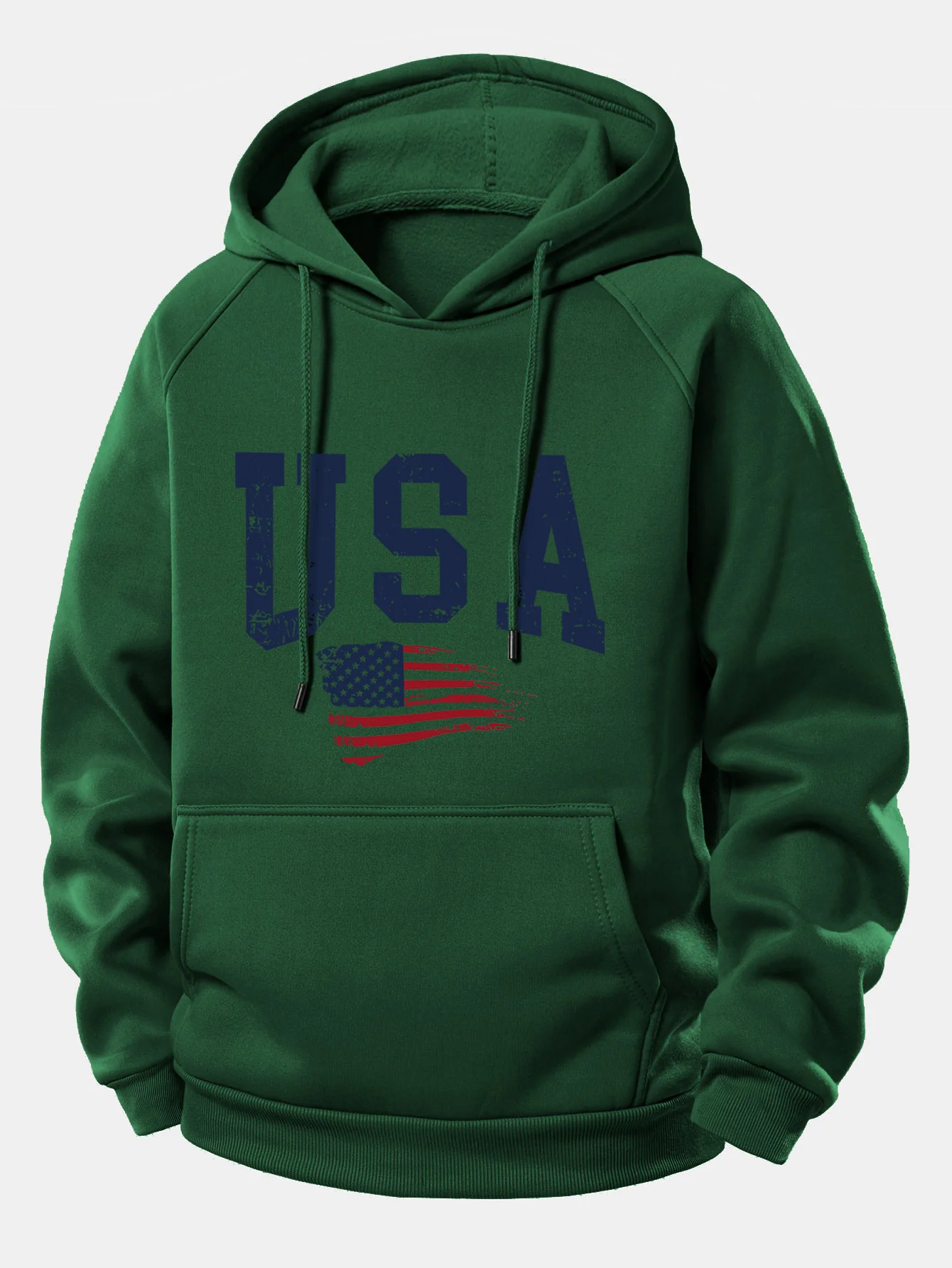 USA-Flaggen-Print Kordelzug-Hoodie - Image 6