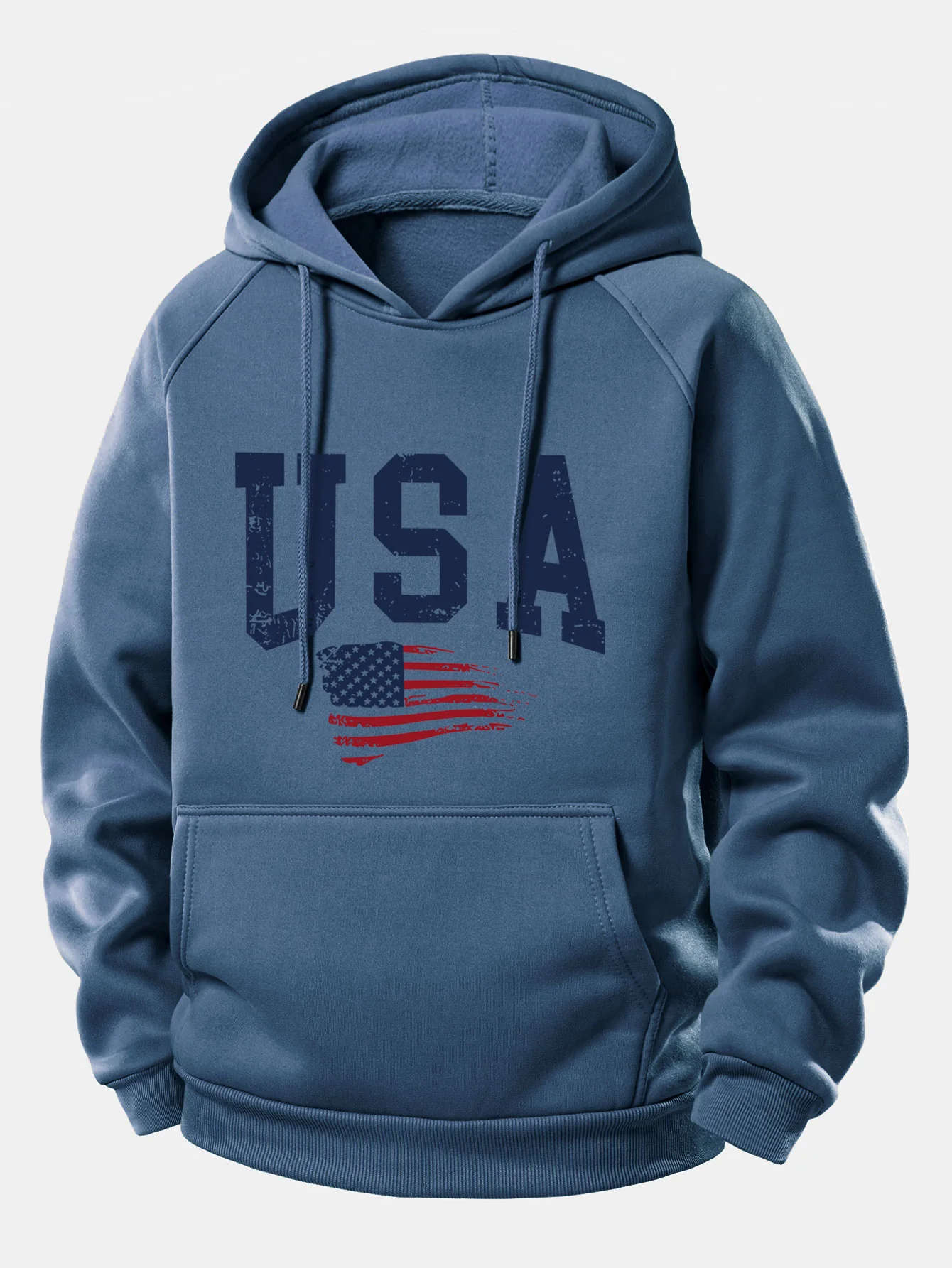 USA-Flaggen-Print Kordelzug-Hoodie - Image 7