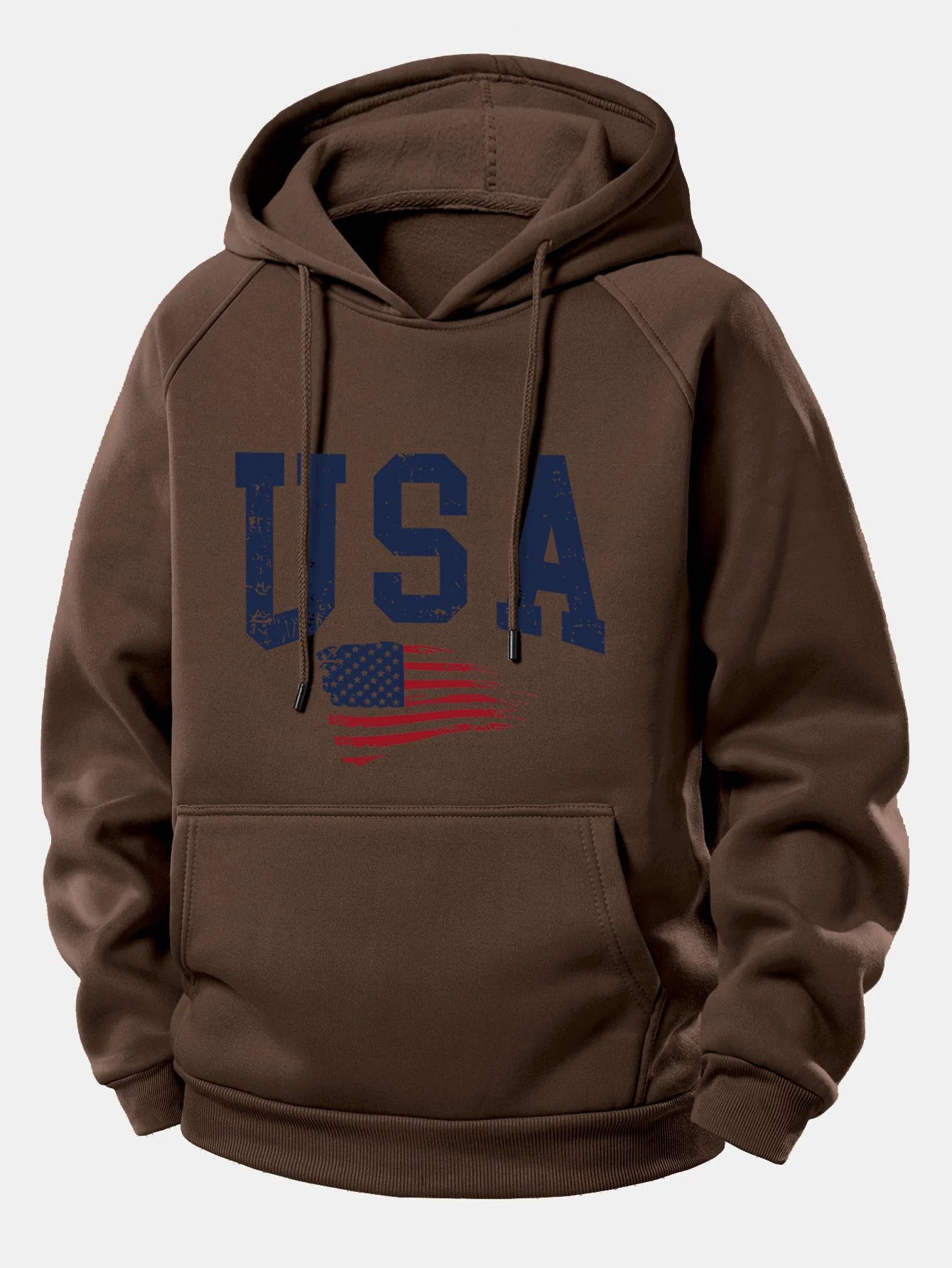 USA-Flaggen-Print Kordelzug-Hoodie - Image 8