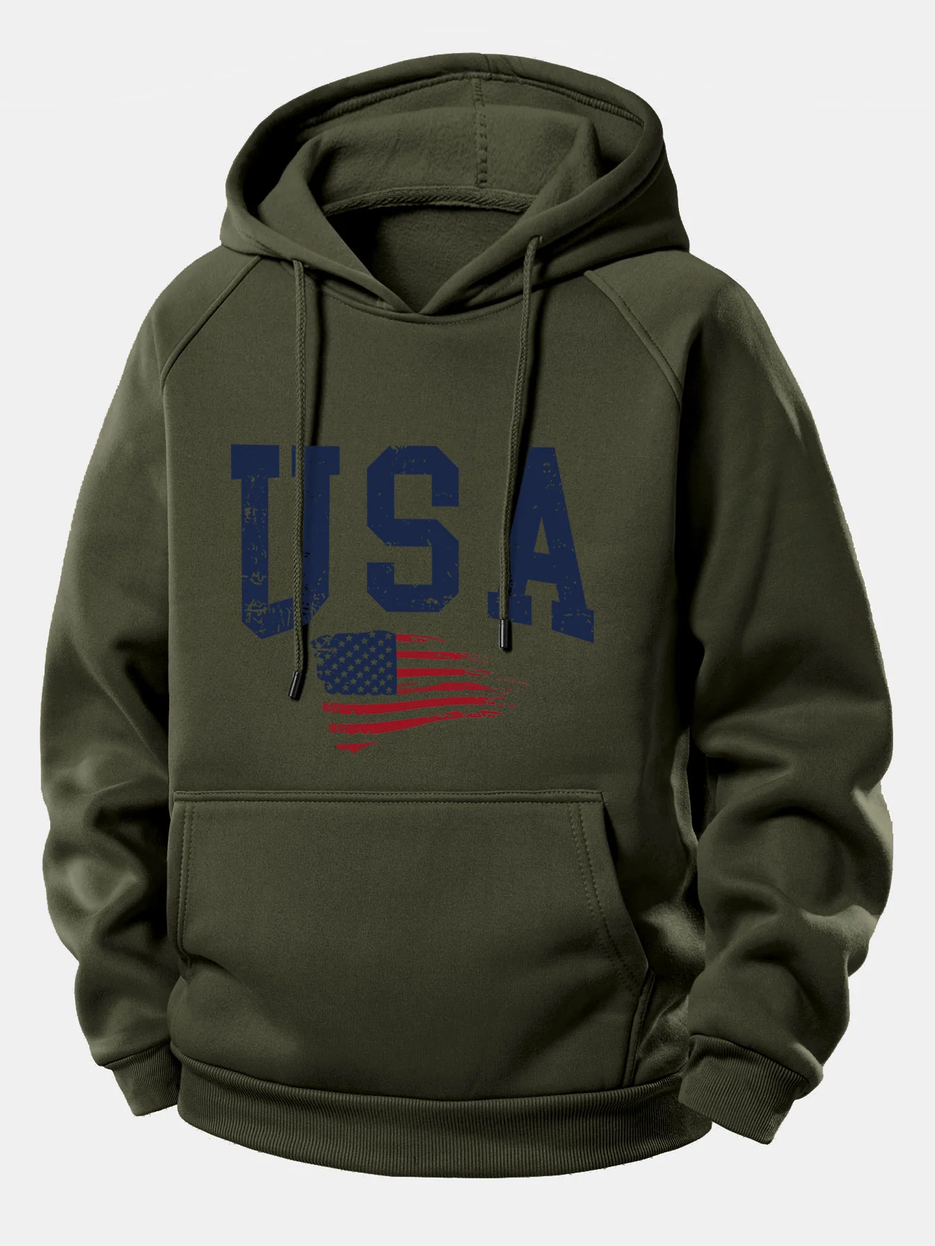 USA-Flaggen-Print Kordelzug-Hoodie - Image 9