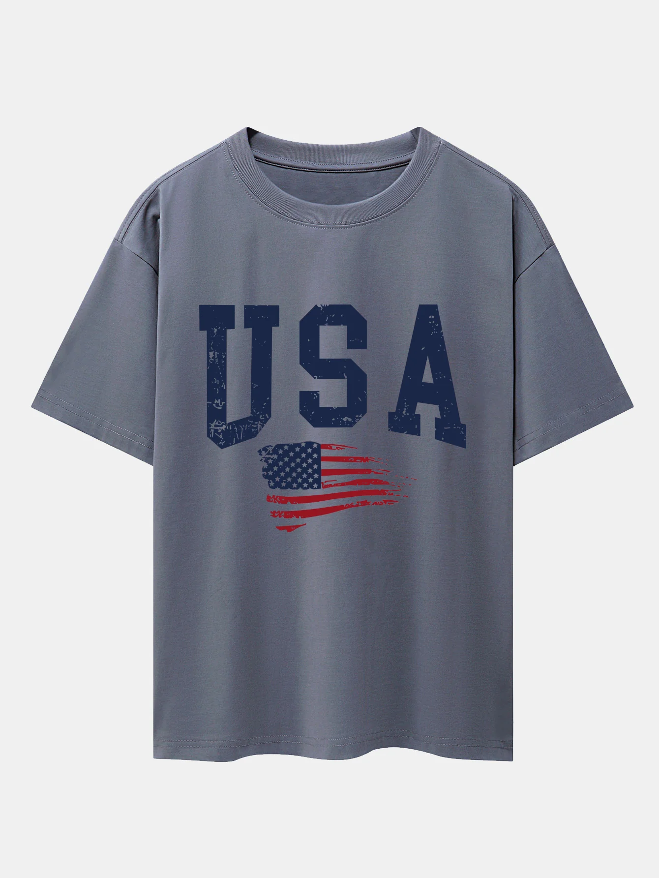 USA-Flaggen-Print Oversize-T-Shirt mit überschnittenen Schultern - Image 10