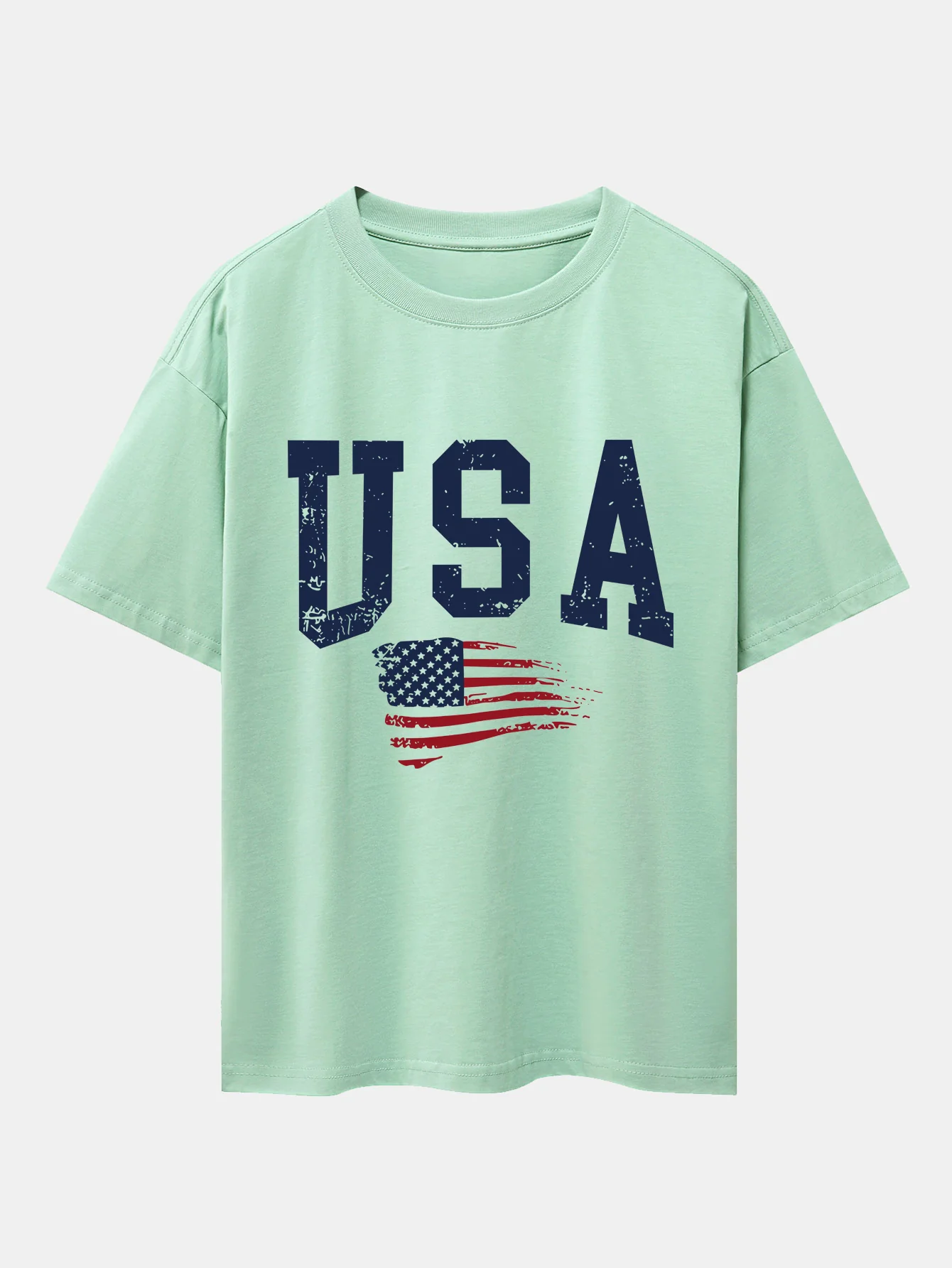 USA-Flaggen-Print Oversize-T-Shirt mit überschnittenen Schultern - Image 11