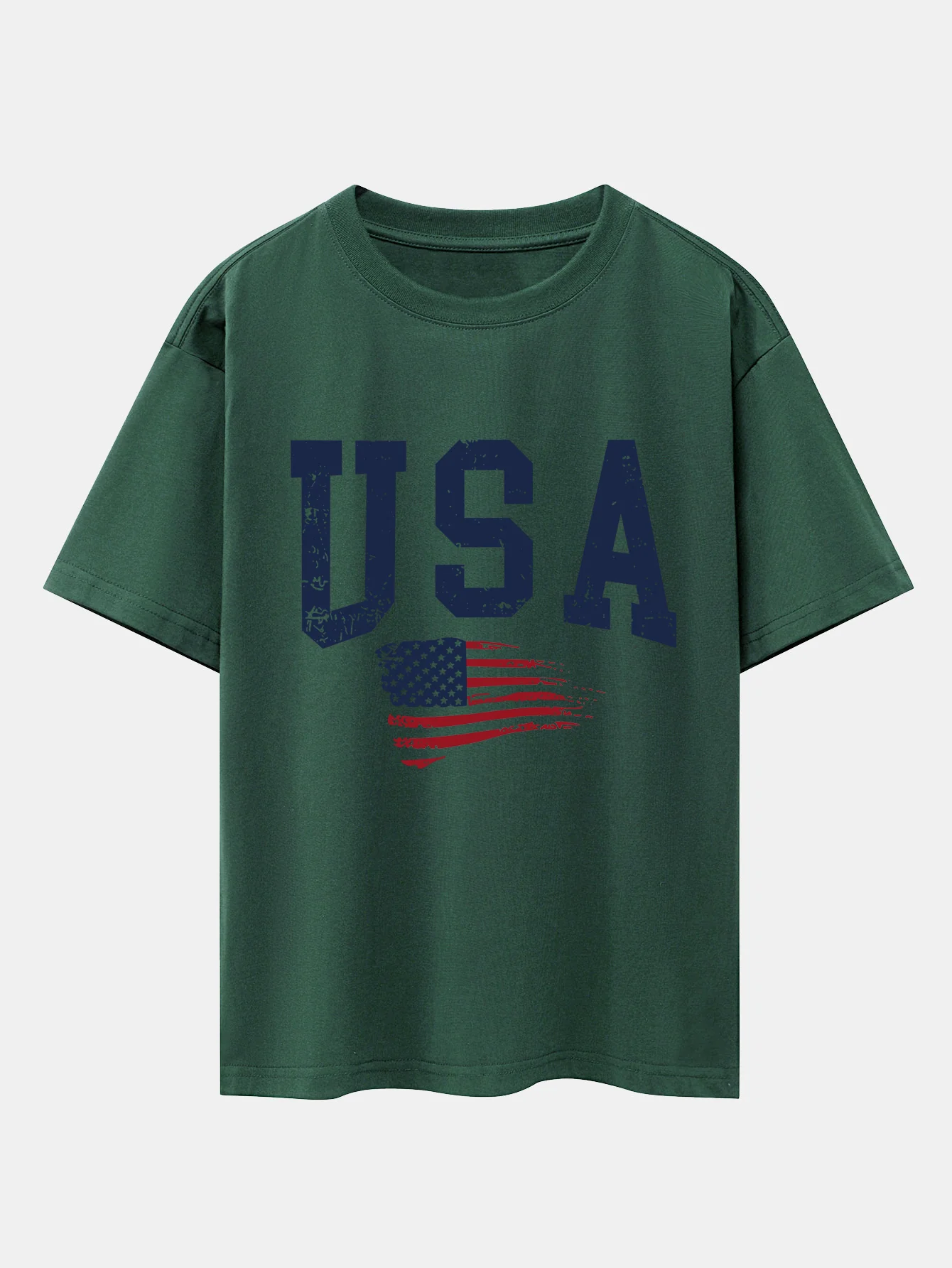 USA-Flaggen-Print Oversize-T-Shirt mit überschnittenen Schultern - Image 13