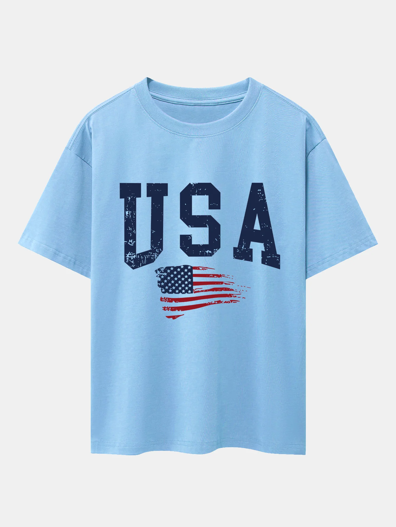 USA-Flaggen-Print Oversize-T-Shirt mit überschnittenen Schultern - Image 14