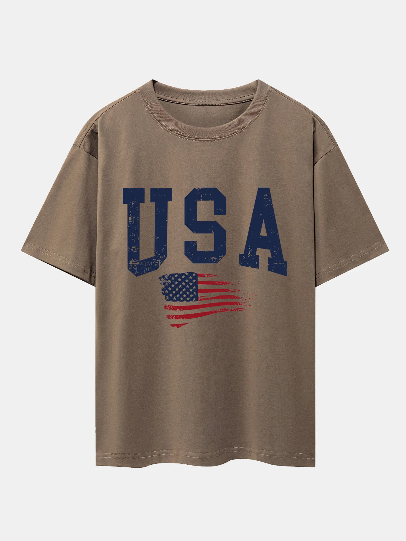 USA-Flaggen-Print Oversize-T-Shirt mit überschnittenen Schultern - Image 4