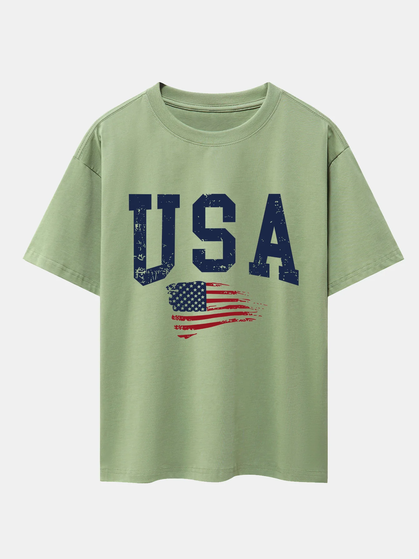 USA-Flaggen-Print Oversize-T-Shirt mit überschnittenen Schultern - Image 6