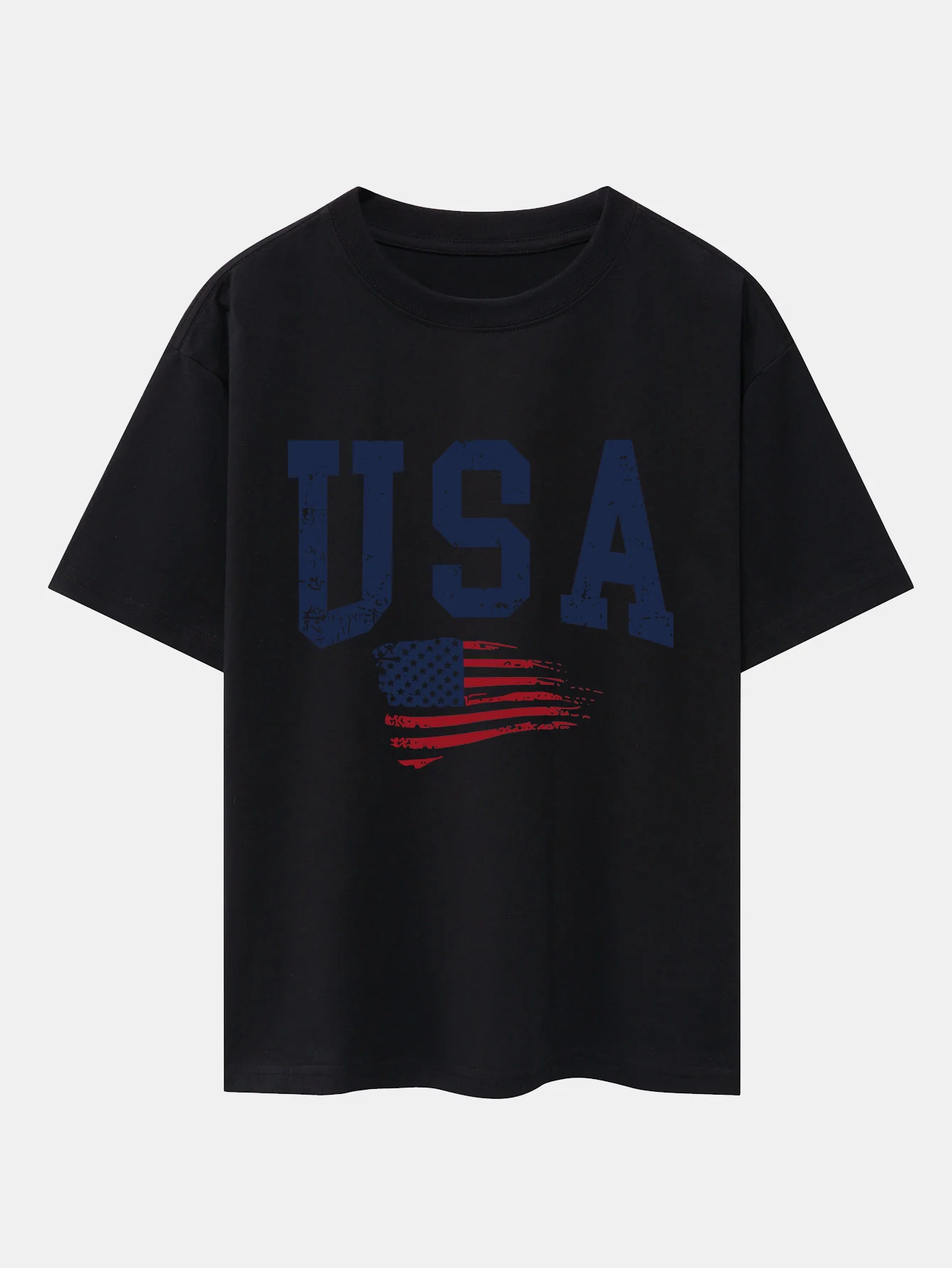 USA-Flaggen-Print Oversize-T-Shirt mit überschnittenen Schultern - Image 7