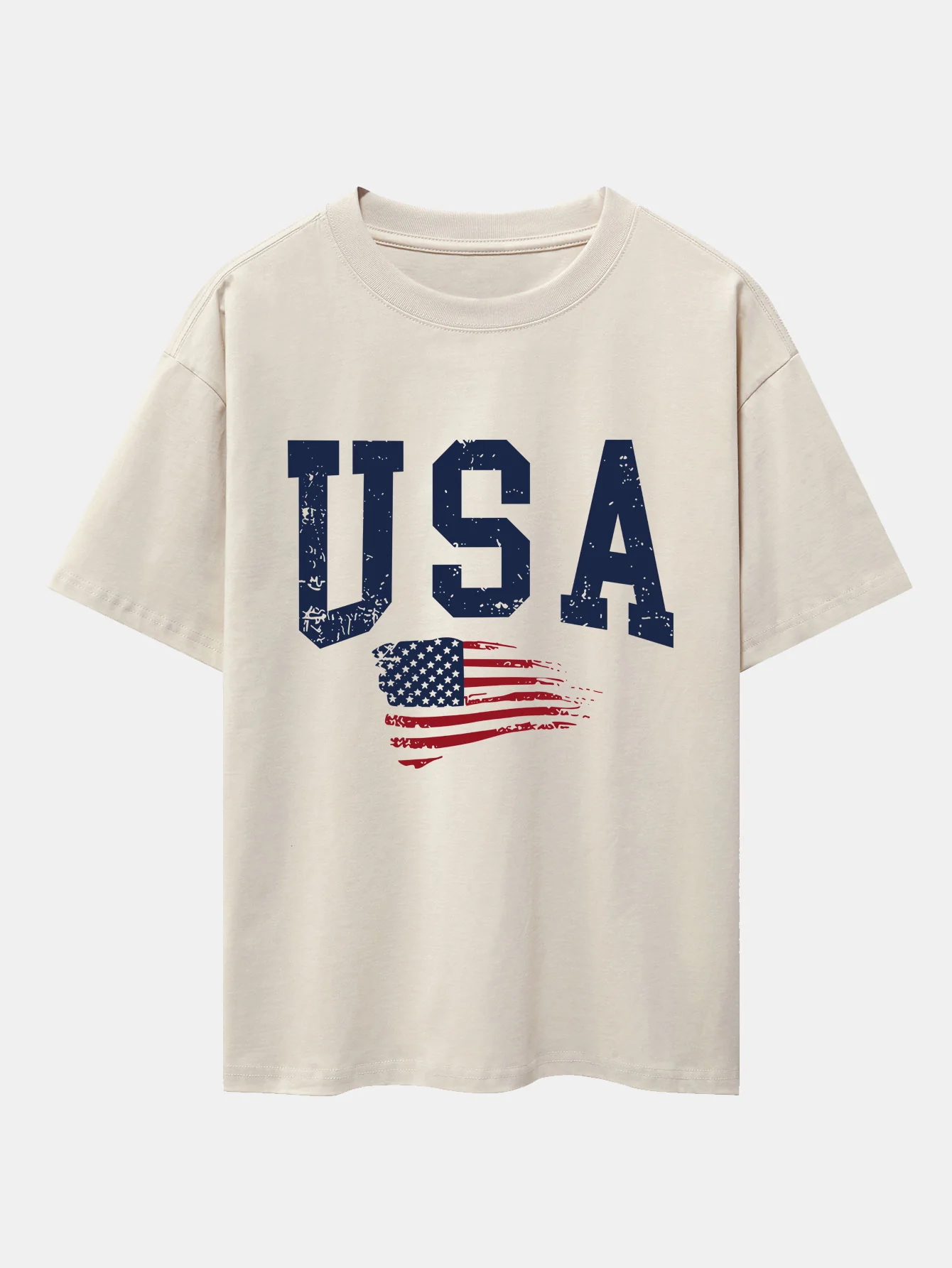 USA-Flaggen-Print Oversize-T-Shirt mit überschnittenen Schultern - Image 9