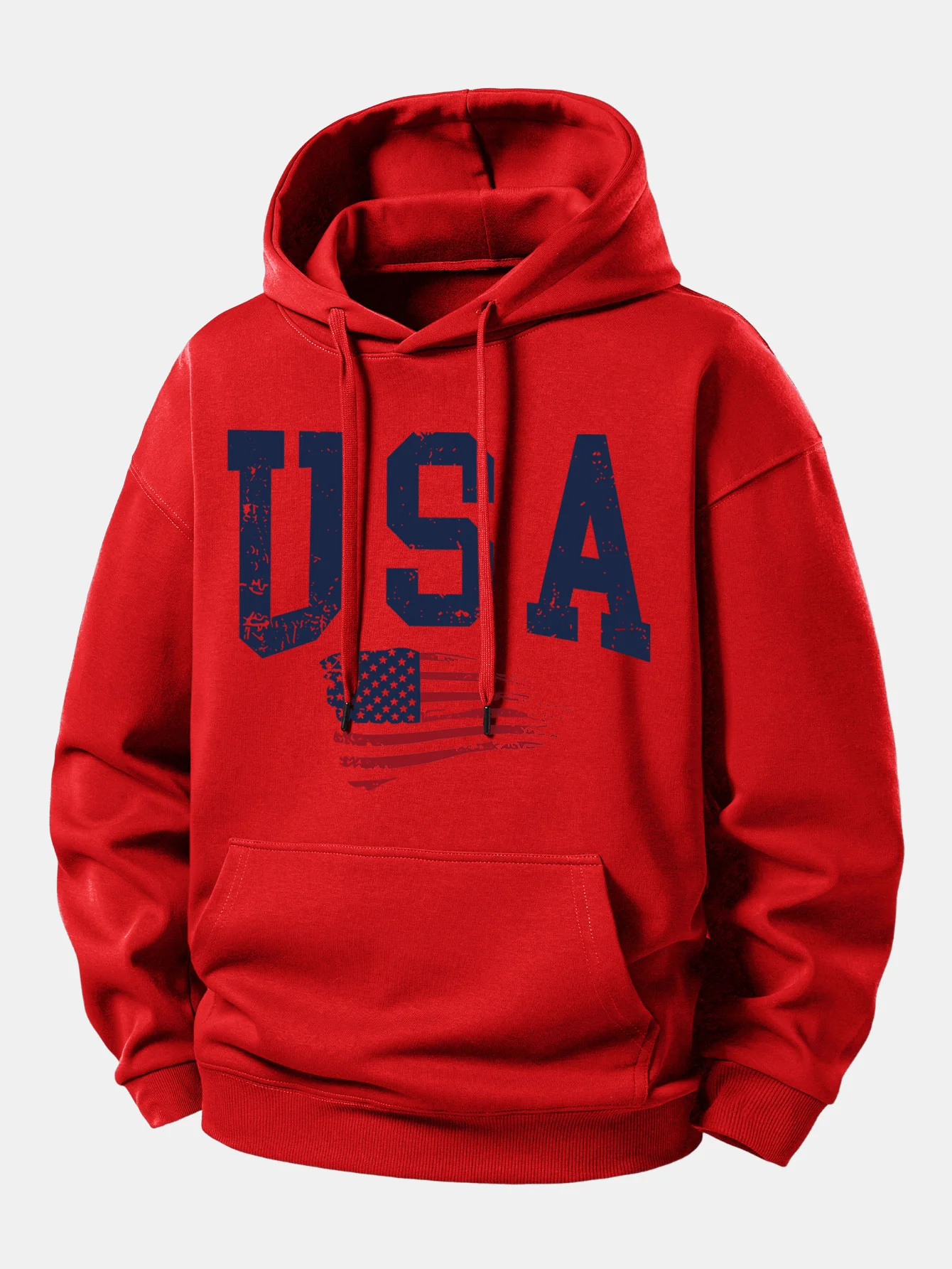 USA Flag Print Relax Fit Hoodie - Image 11