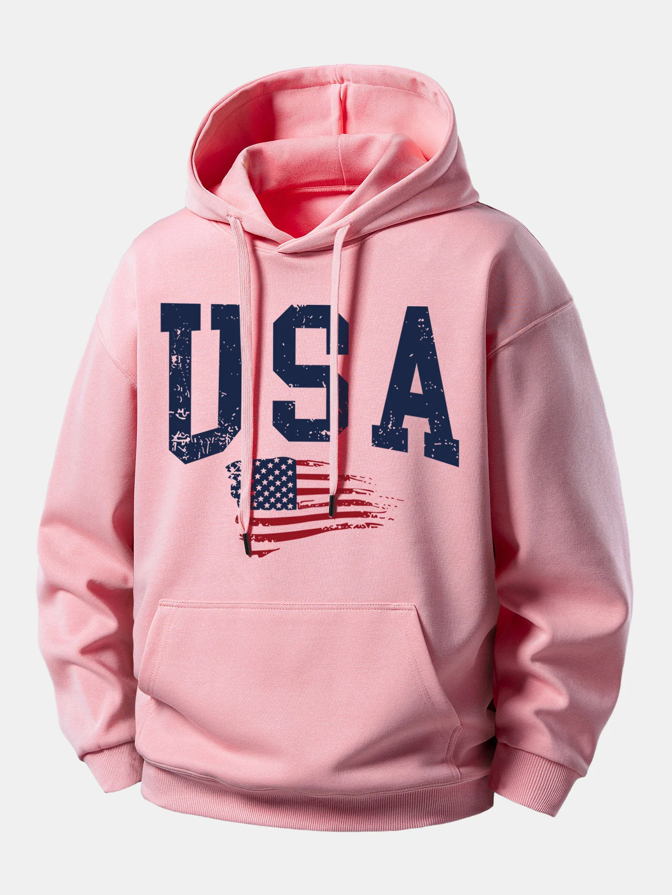 USA Flag Print Relax Fit Hoodie - Image 3