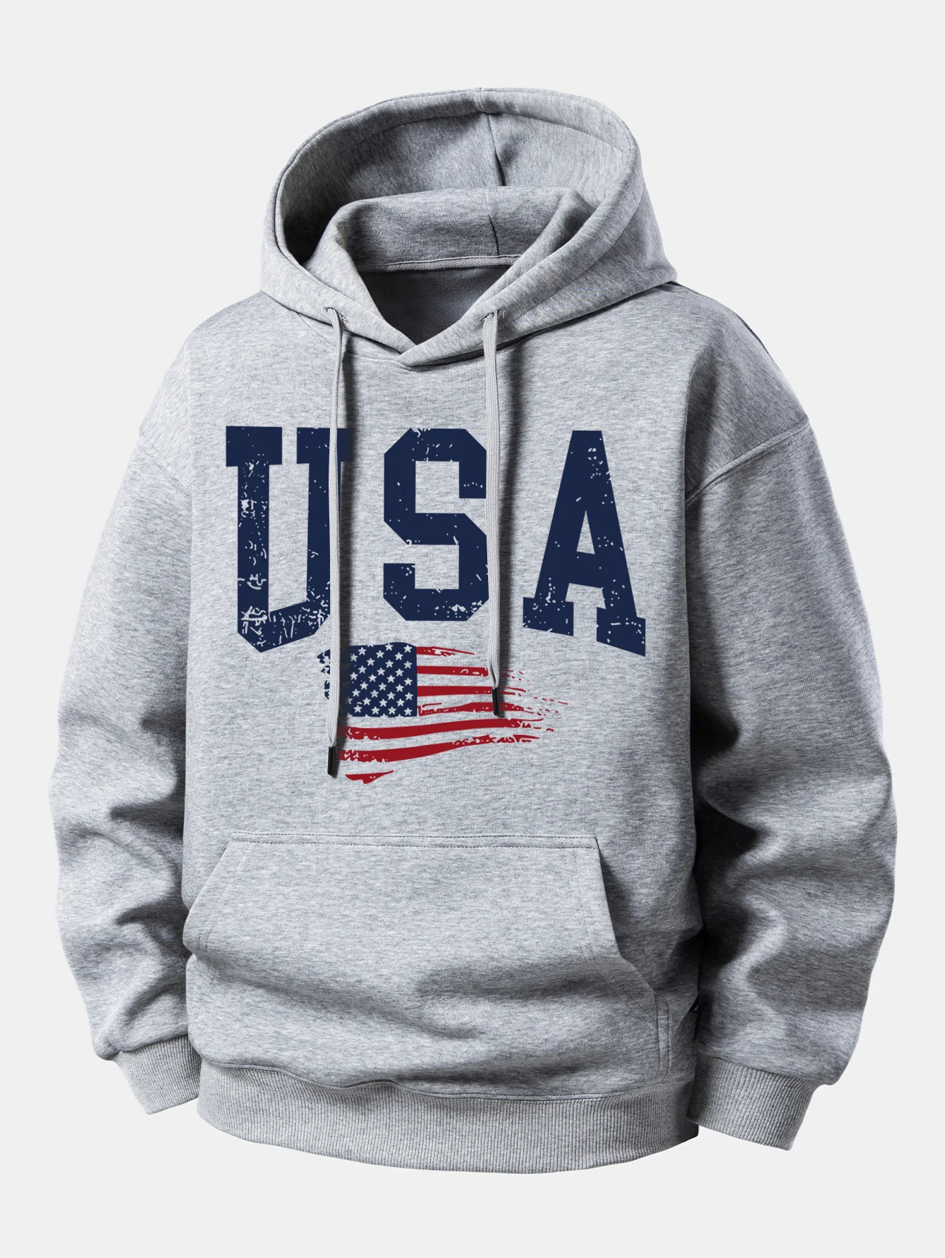 USA Flag Print Relax Fit Hoodie - Image 4