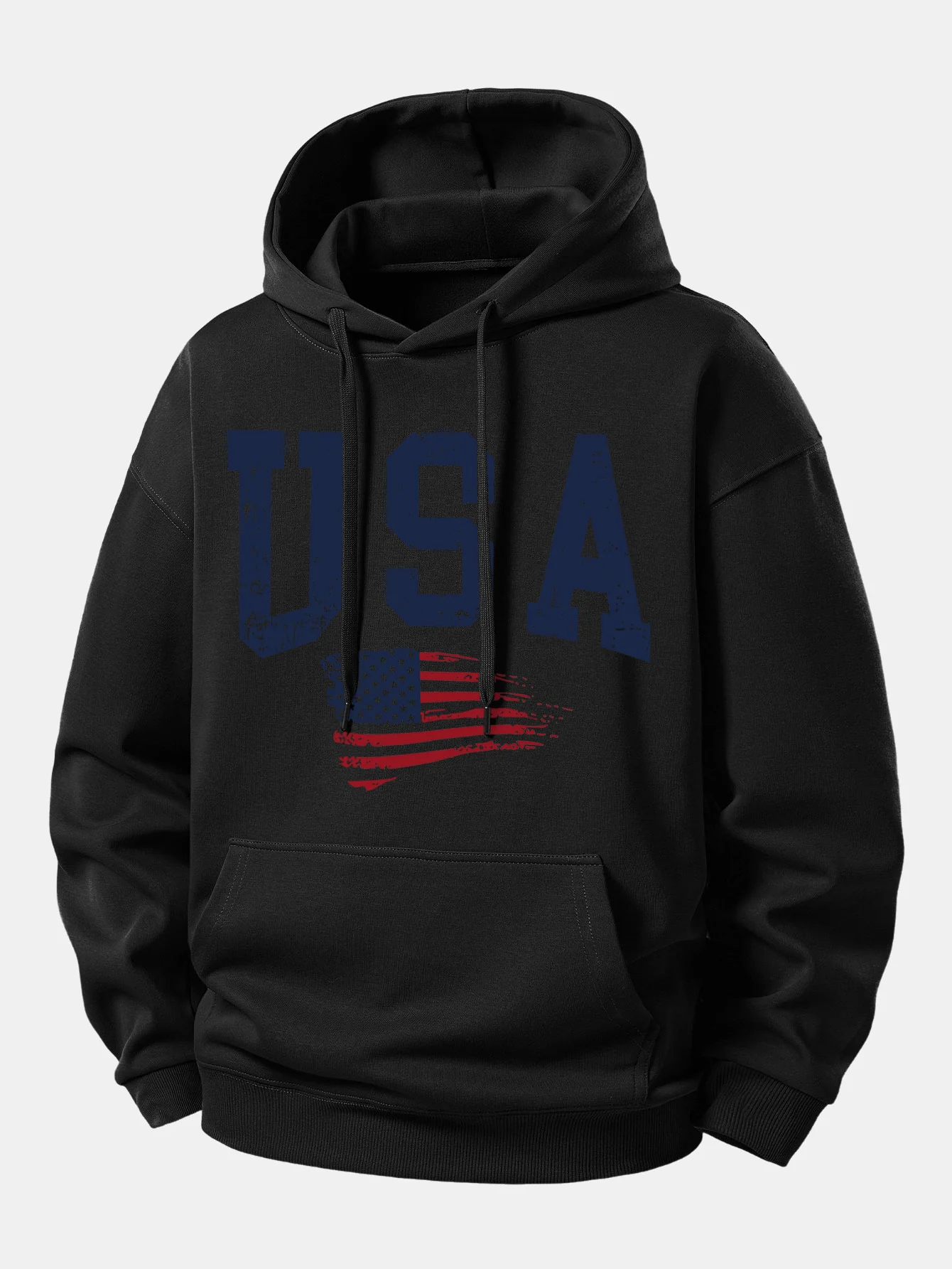 USA Flag Print Relax Fit Hoodie - Image 5