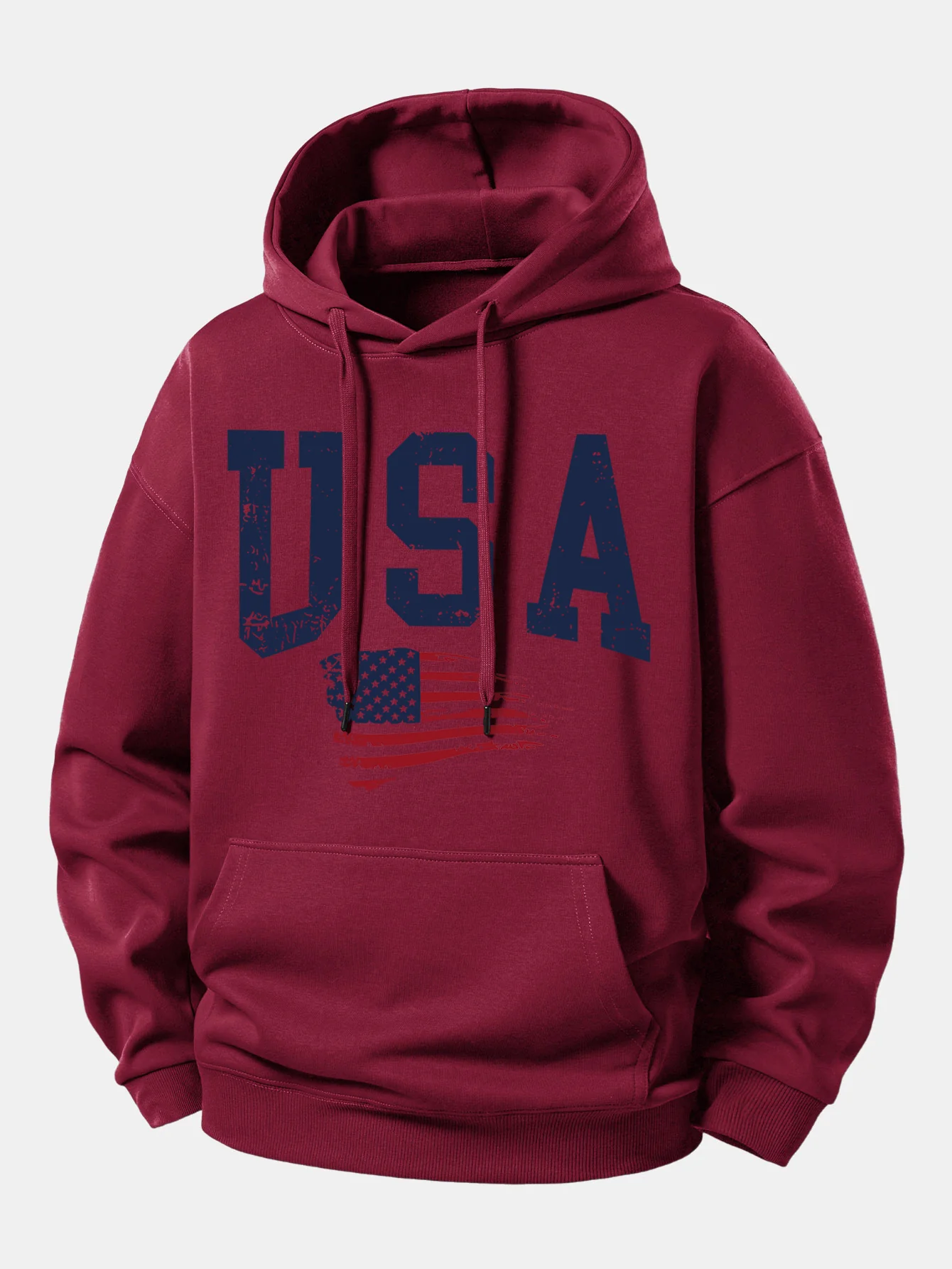 USA Flag Print Relax Fit Hoodie - Image 6