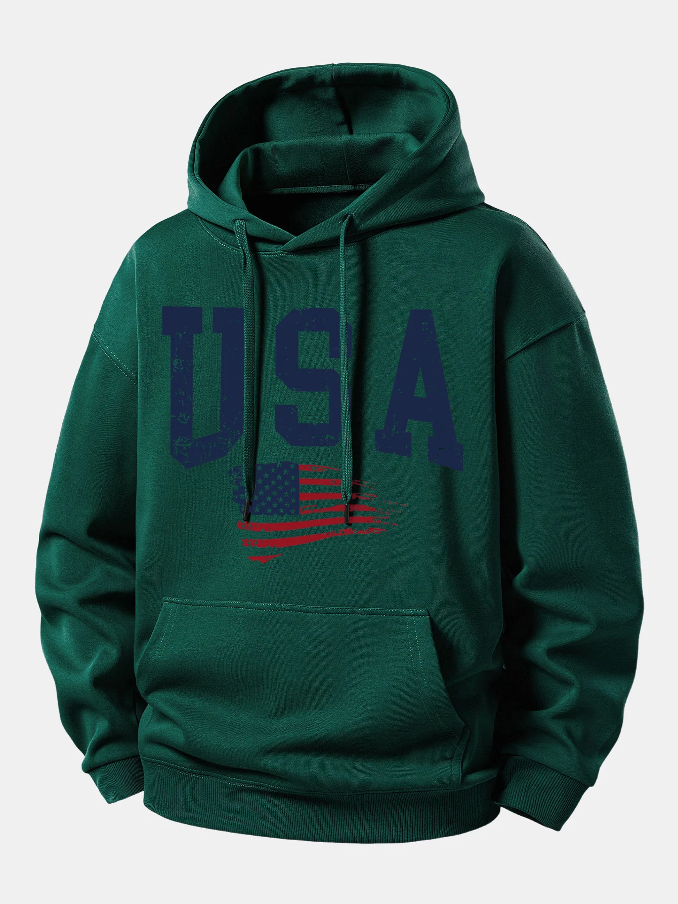 USA Flag Print Relax Fit Hoodie - Image 7