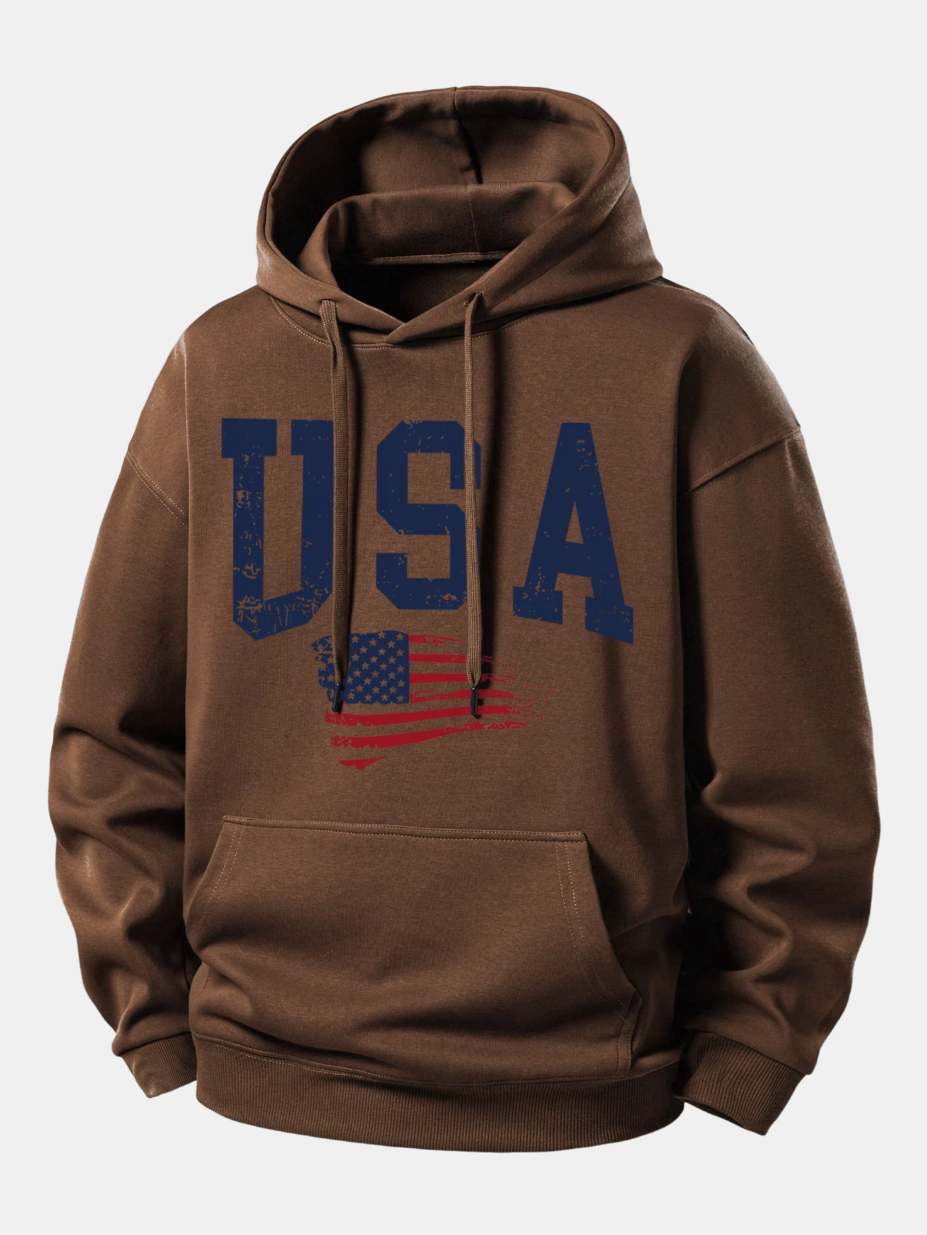 USA Flag Print Relax Fit Hoodie - Image 8