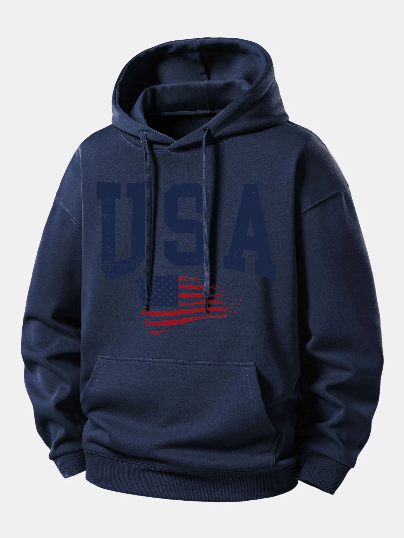 USA Flag Print Relax Fit Hoodie - Image 9