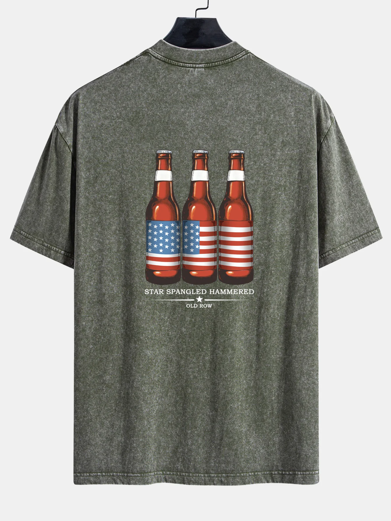 USA Old Row Bierdruck Gewaschenes Abgenutztes Drop-Shoulder T-Shirt - Image 14