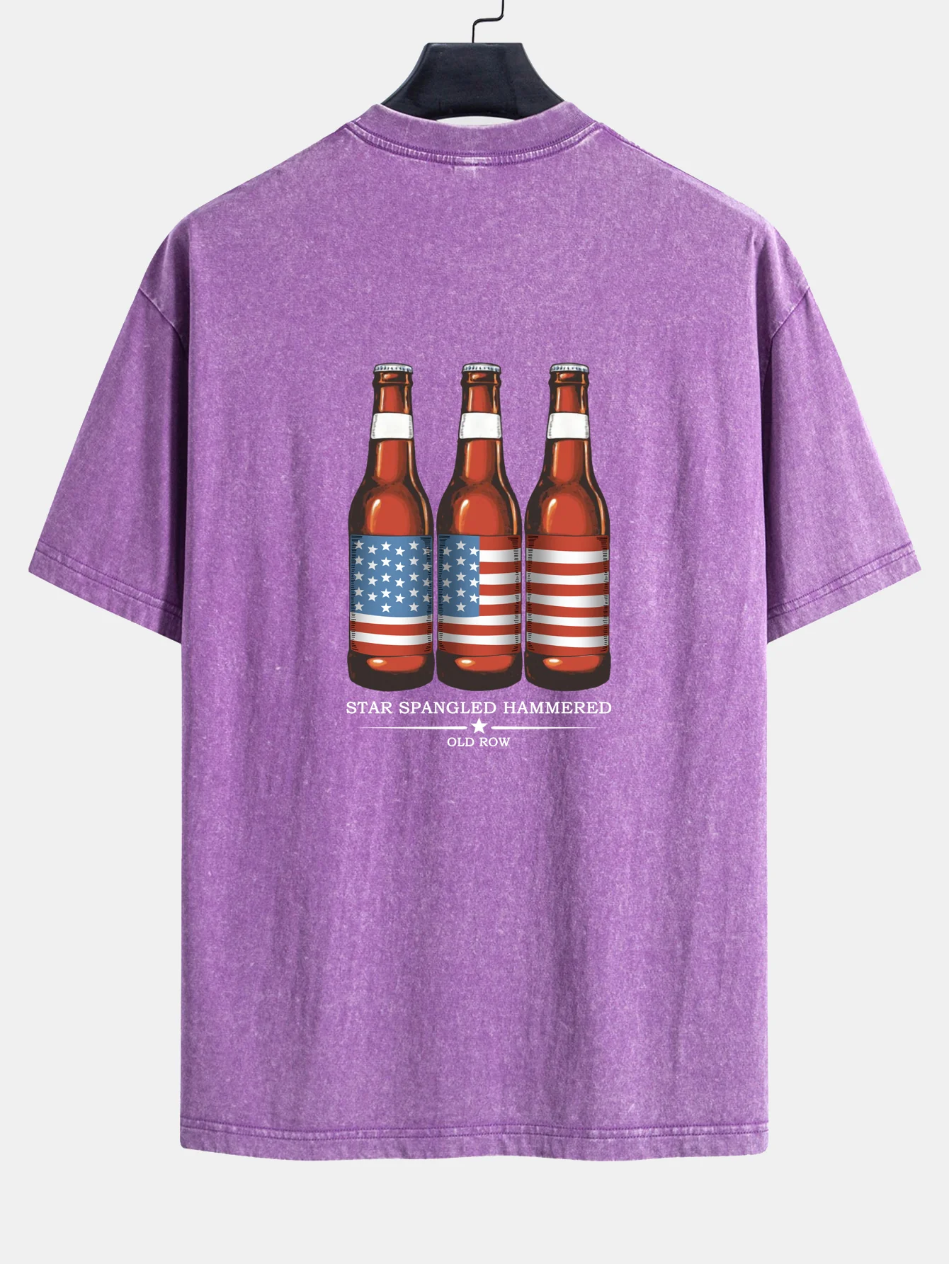 USA Old Row Bierdruck Gewaschenes Abgenutztes Drop-Shoulder T-Shirt - Image 3