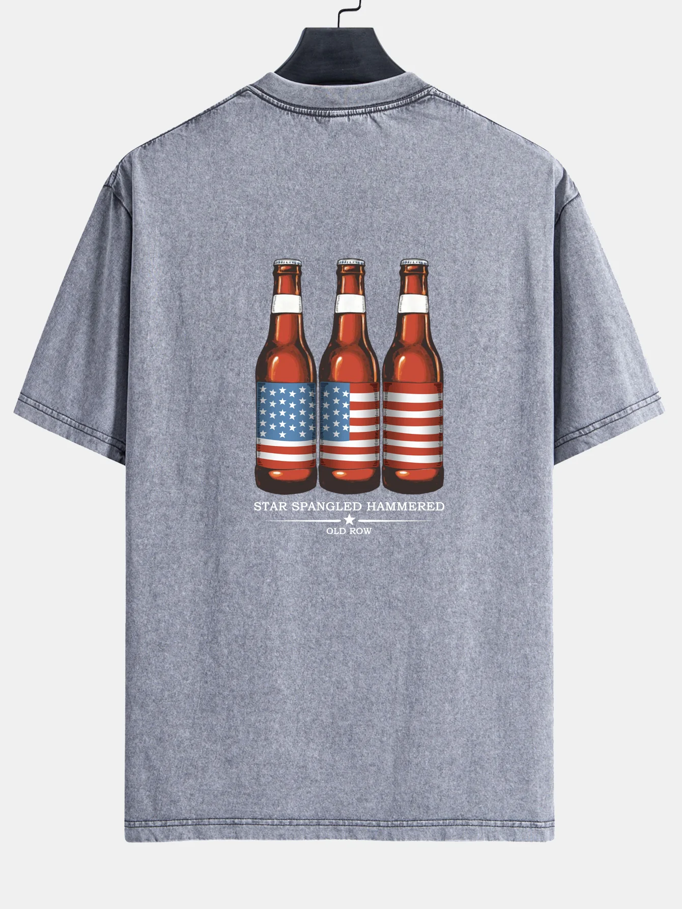 USA Old Row Bierdruck Gewaschenes Abgenutztes Drop-Shoulder T-Shirt - Image 5